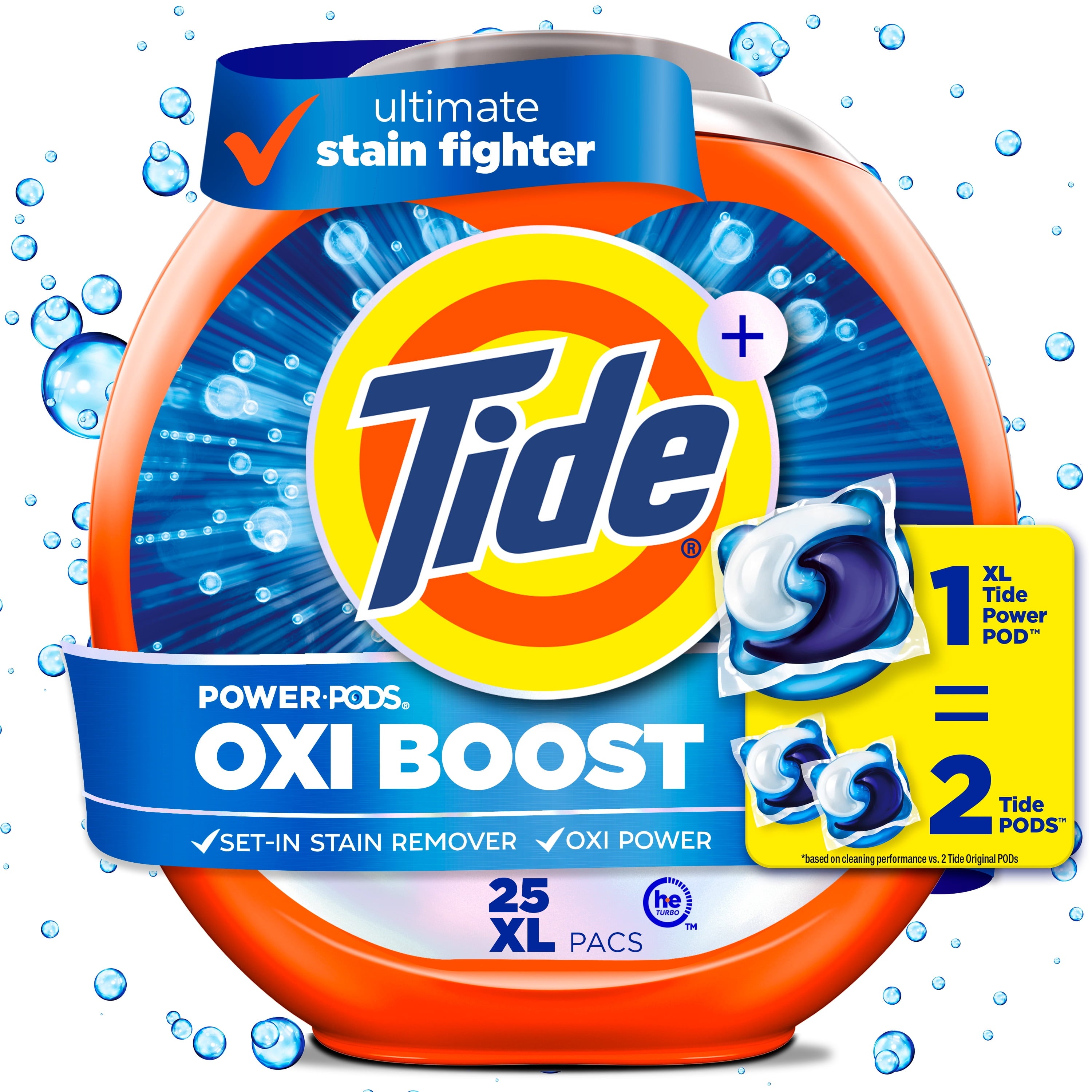 Tide PODS Laundry Detergent Pacs, Oxi Boost Power PODS with Stain Remover and Oxi Power, 45 count
