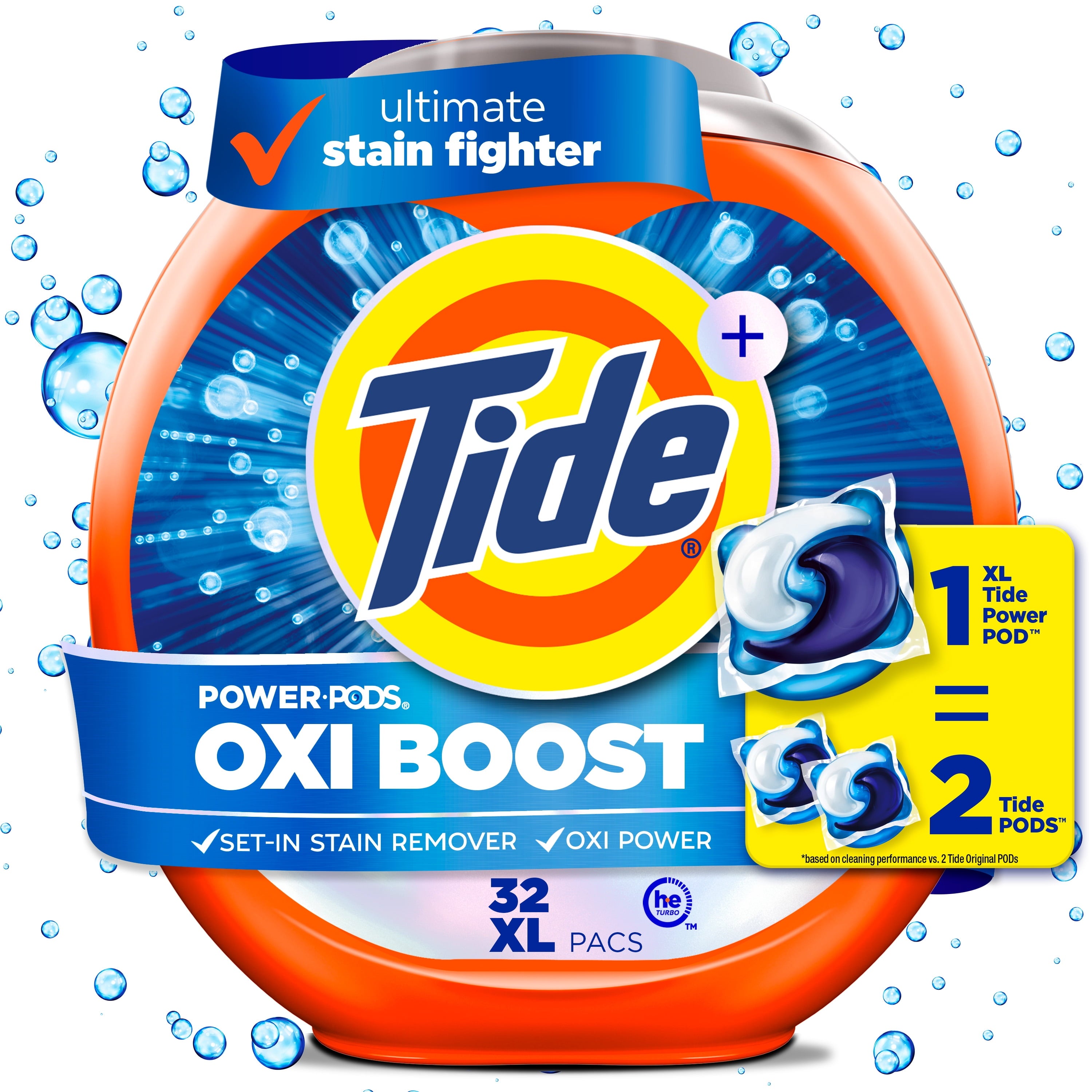 Tide PODS Laundry Detergent Pacs, Oxi Boost Power PODS with Stain Remover and Oxi Power, 45 count