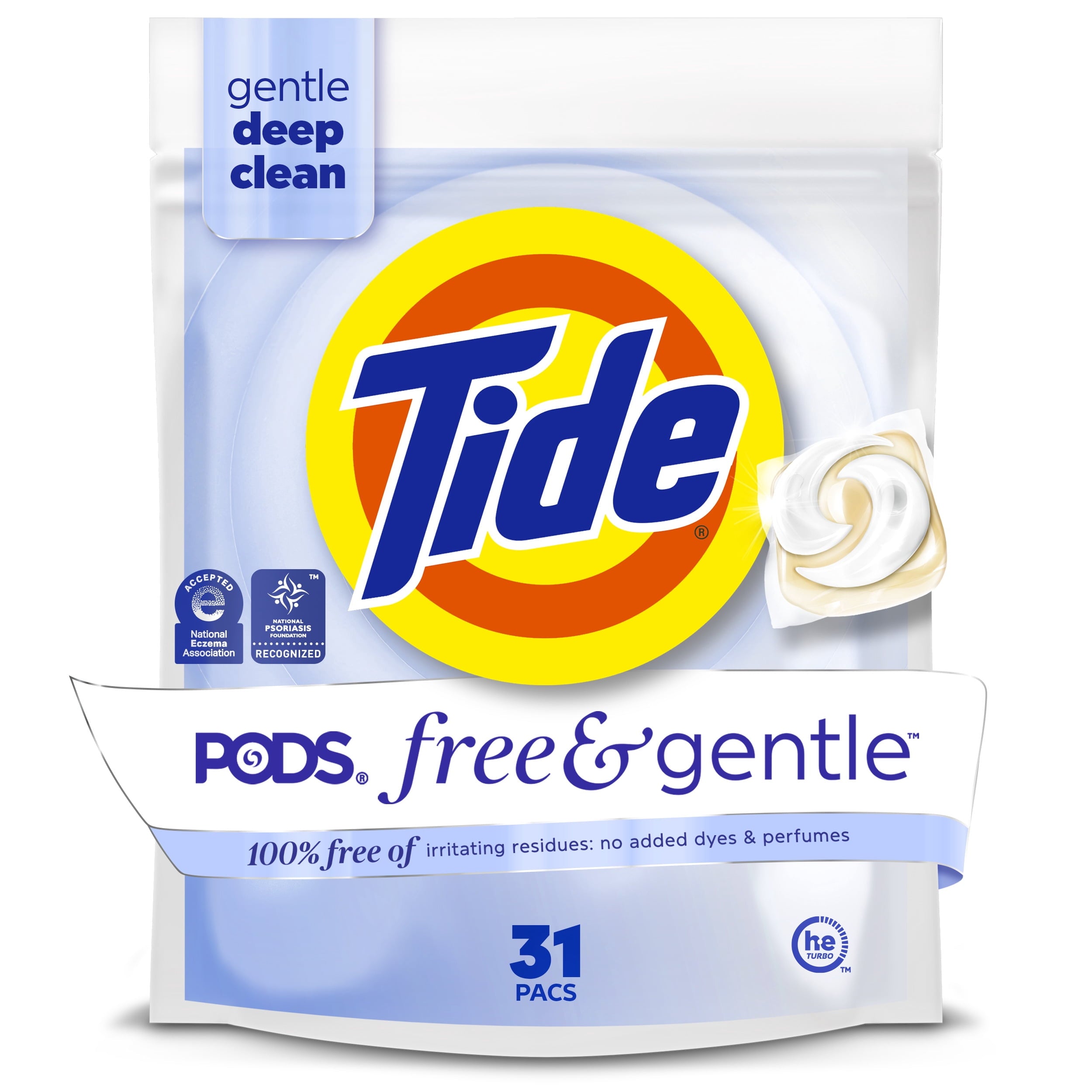 Tide PODS Laundry Detergent Soap Pacs, Free and Gentle, Hypoallergenic, Unscented, 57 Count