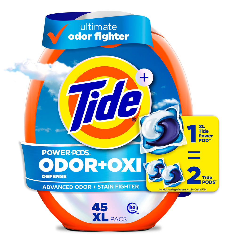 Tide Power PODS Laundry Detergent Soap Pacs with Odor Defense + Oxi, Original Scent, 45 Count