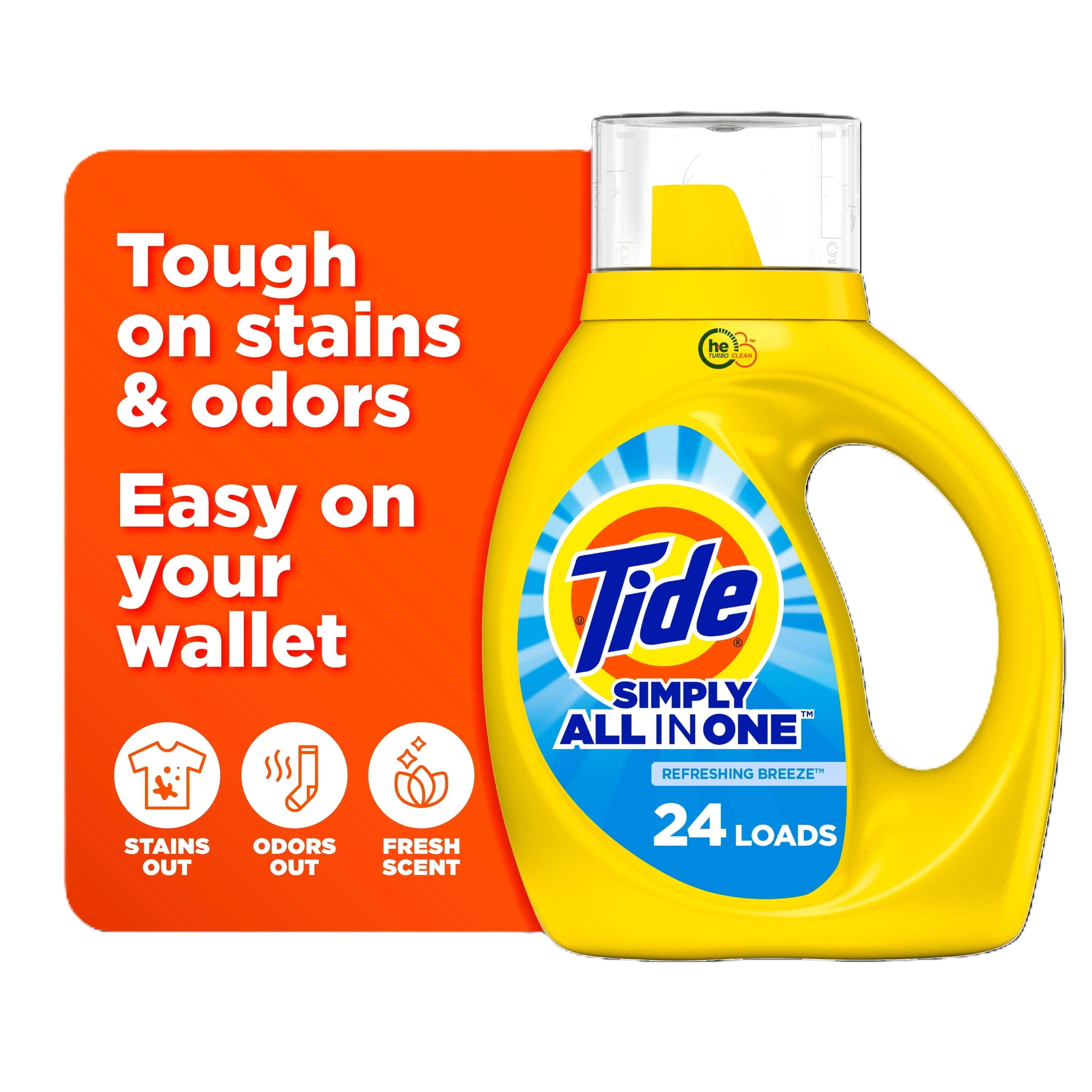 Tide Simply Laundry Detergent Liquid All-In-One, Refreshing Breeze Scent, 117 fl oz, 89 Loads