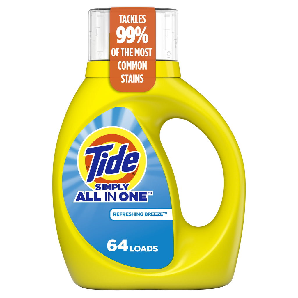Tide Simply Laundry Detergent Liquid All-In-One, Refreshing Breeze Scent, 117 fl oz, 89 Loads