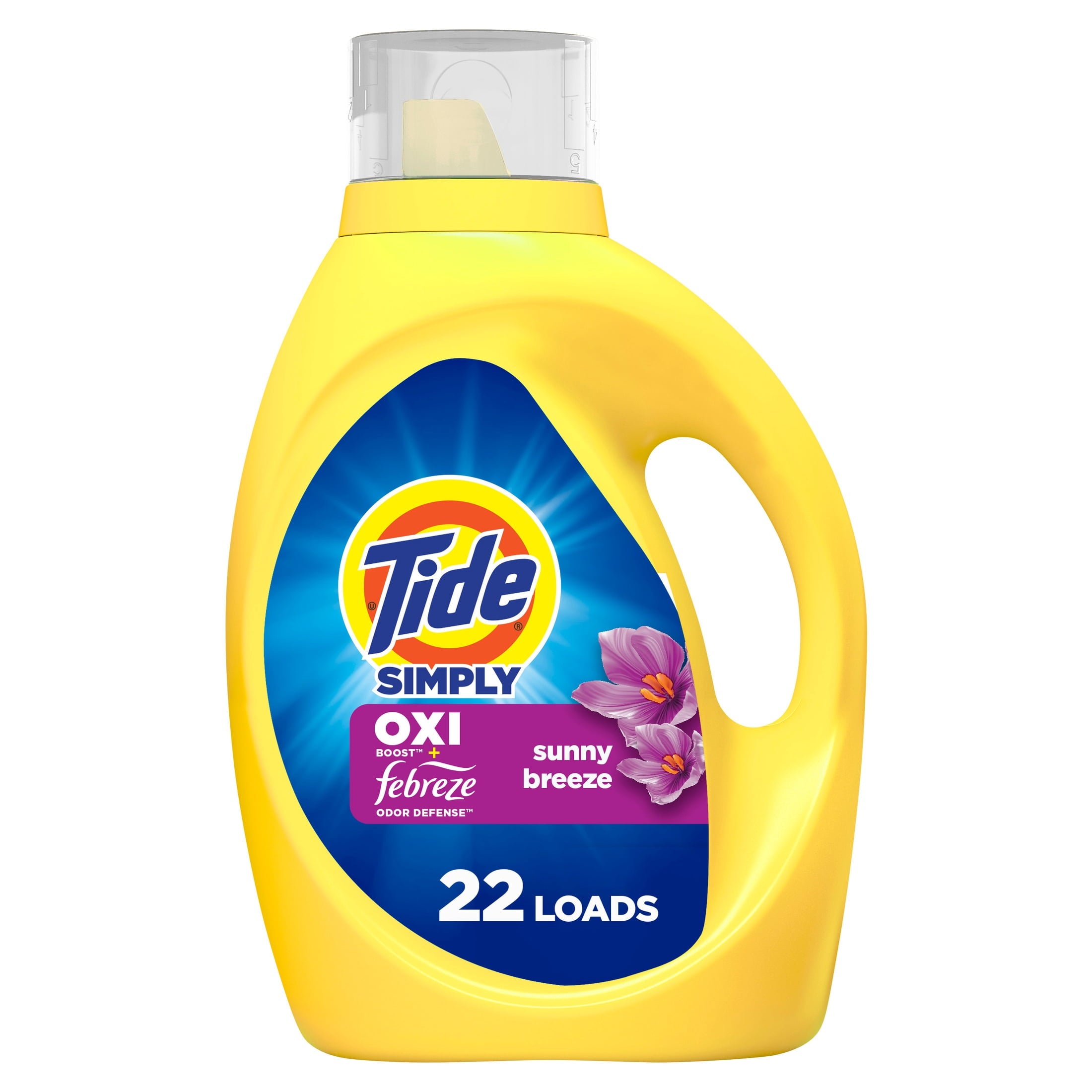 Tide Simply Laundry Detergent Liquid, Oxi Boost + Febreze Odor Defense, Sunny Breeze Scent, 31 fl oz, 22 Loads
