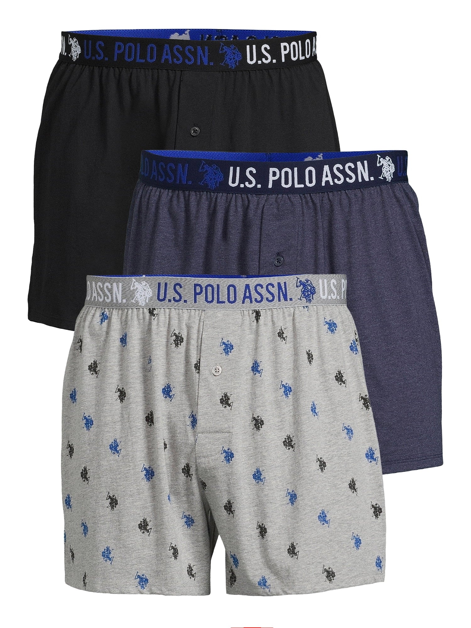 U.S. Polo Assn. Underwear Men's Knit Boxers, Underpants, 3-pack, Sizes S-3XL