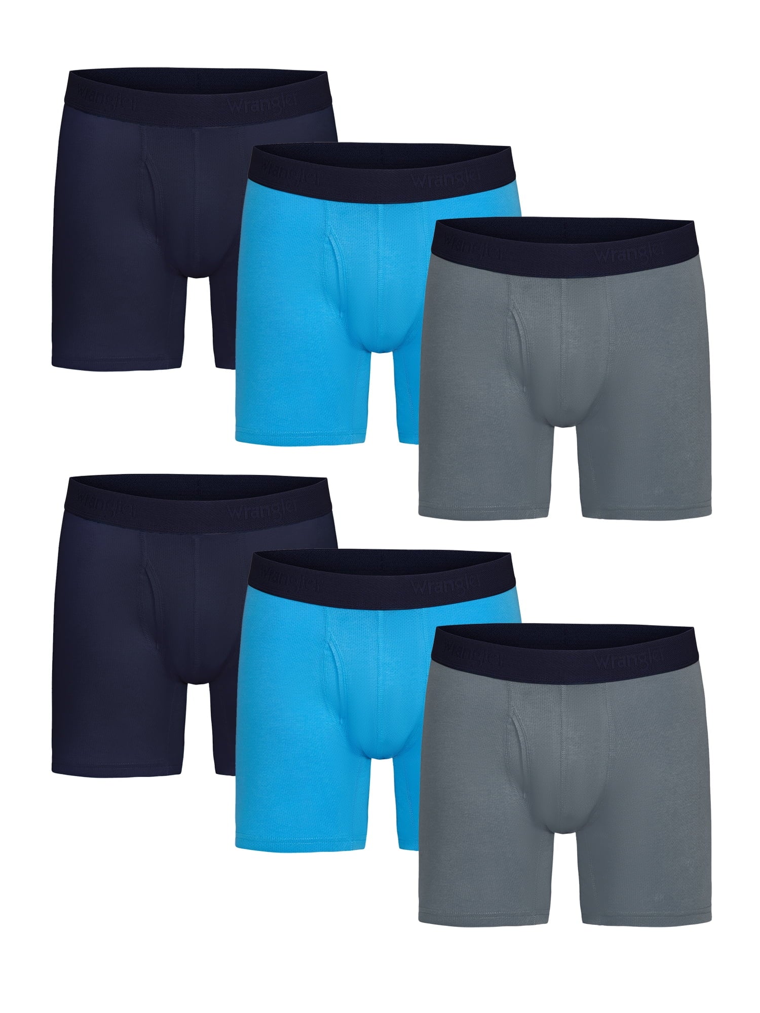 Wrangler Men's Active Cotton Stretch Mesh 6" Boxer Briefs, 6-Pack