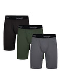 Wrangler Cool Carpenter 9" Boxer Briefs Men's Underwear, Large, Black/Duffle Green/Charcoal, 3-Pack