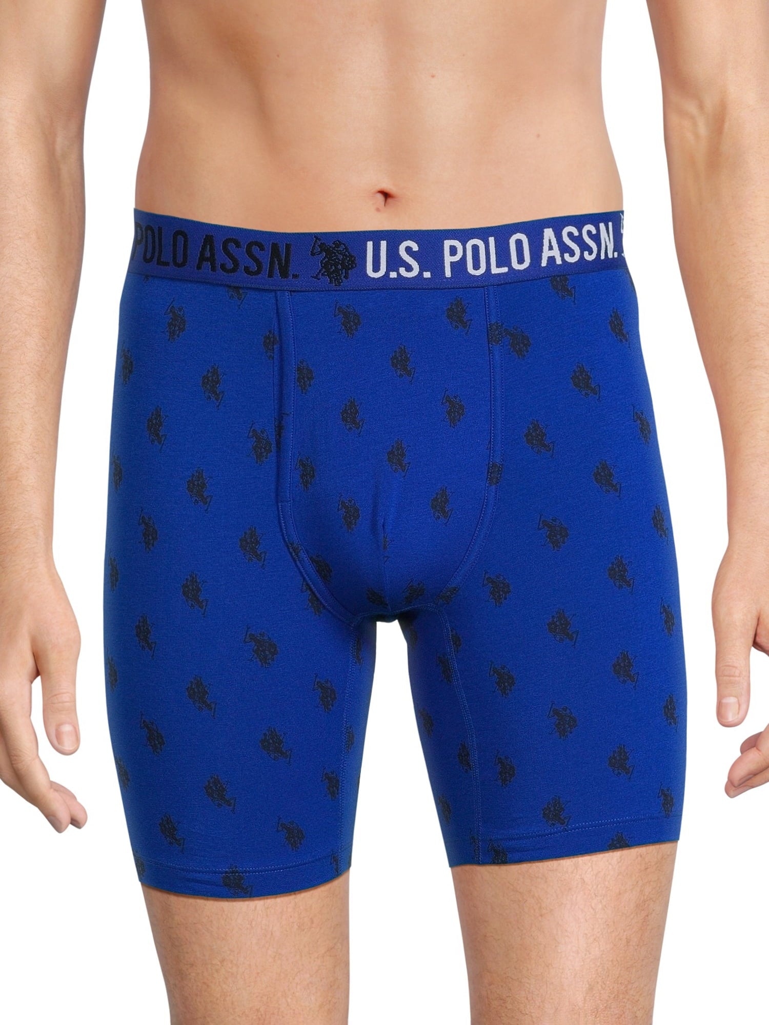U.S. Polo Assn. Underwear Men's Cotton Stretch Mid Leg Boxer Briefs Underwear, 3-Pack