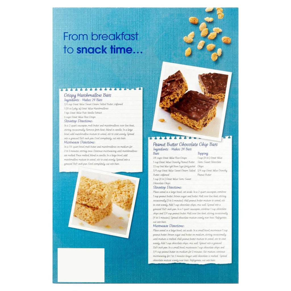 Great Value Toasted Rice Crisps Breakfast Cereal, 12 oz