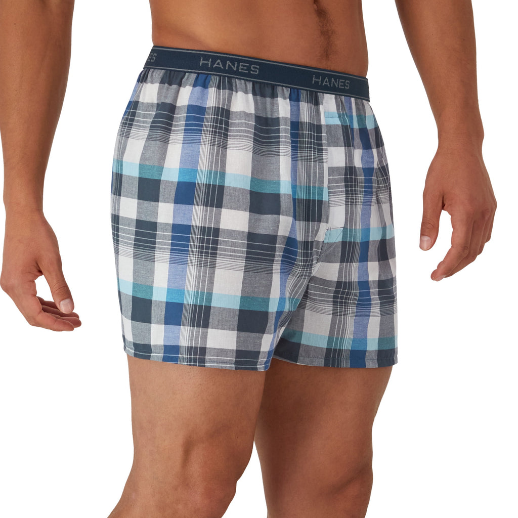 Hanes Men's Boxer Underwear, Moisture-Wicking Cotton Blend, 10-Pack