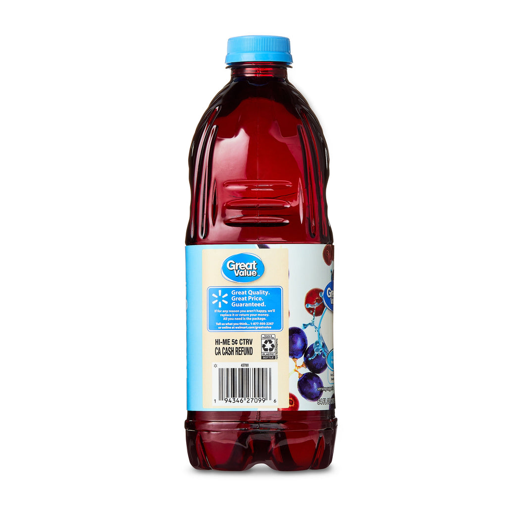 Great Value Zero Sugar Cranberry Grape Juice, 64 fl oz