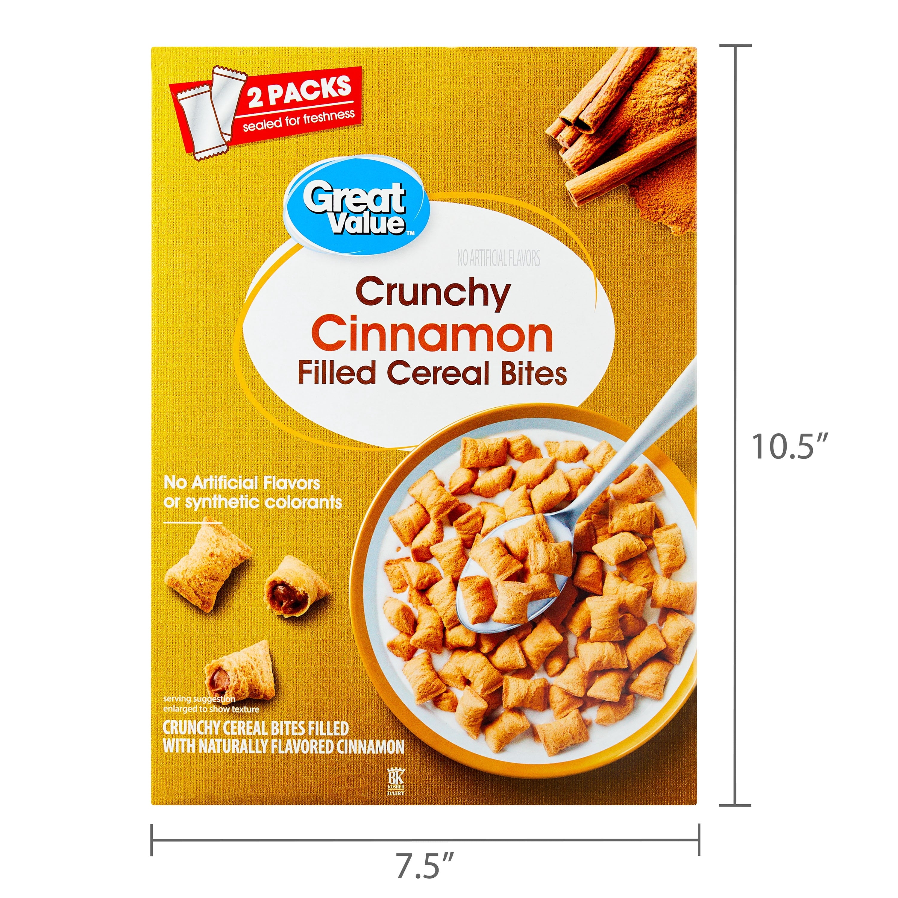 Great Value Crunchy Cinnamon Filled Cereal Bites, 18 oz
