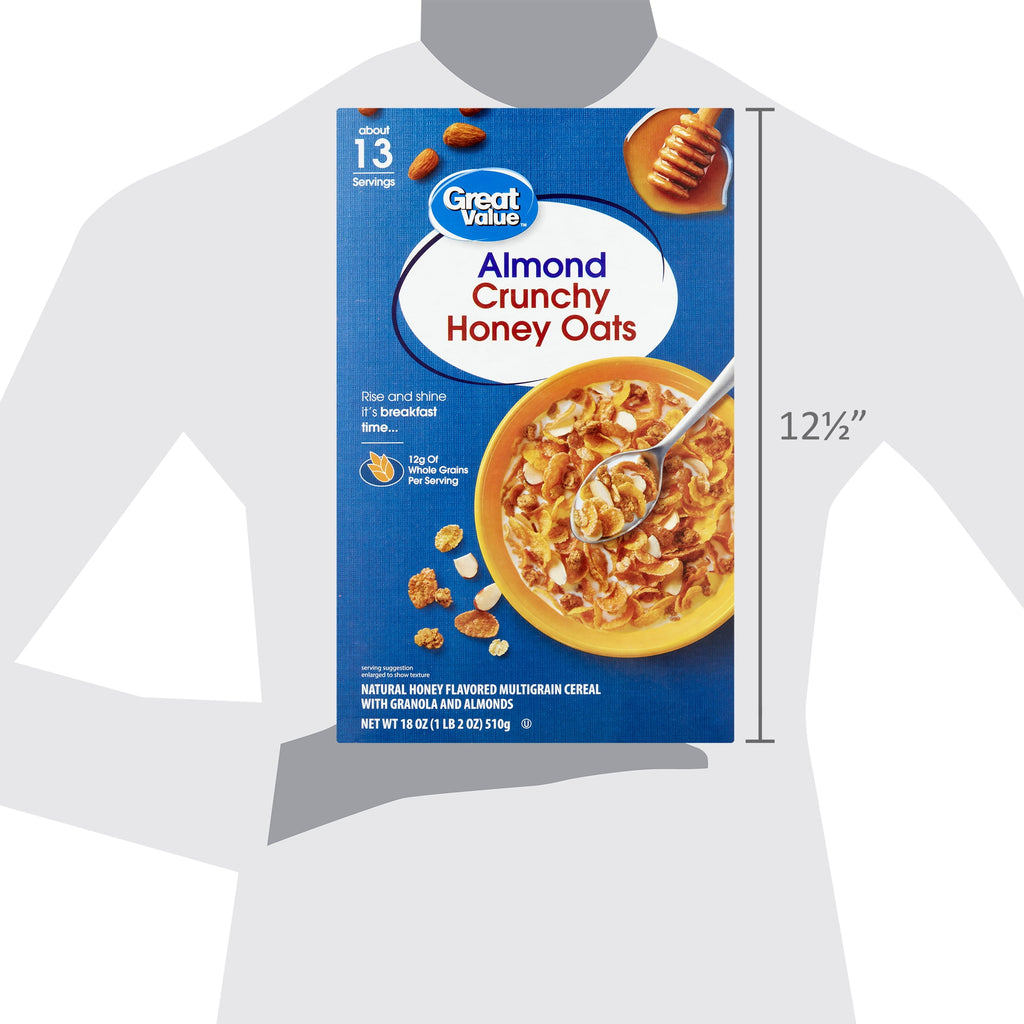 Great Value Almond Crunchy Honey Oats Cereal, 18 oz