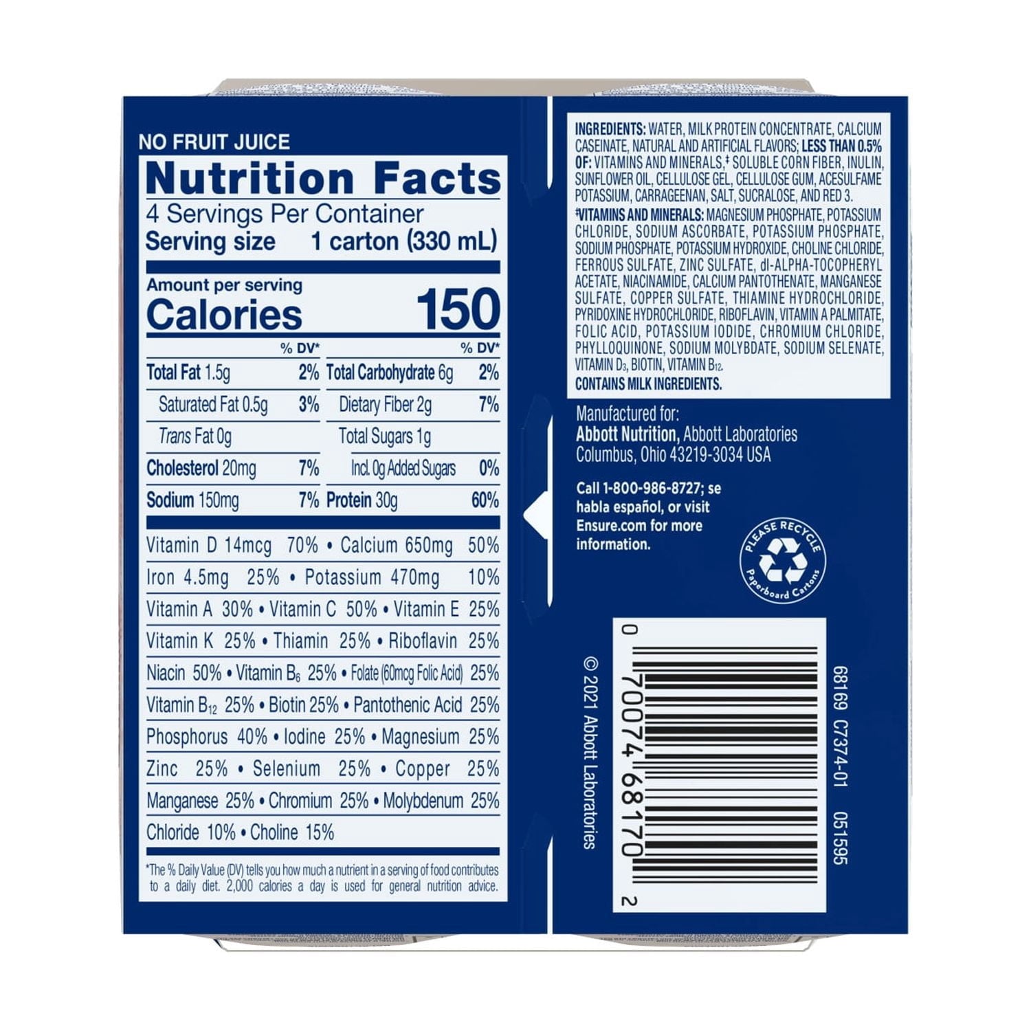 Ensure Max Protein Shake, 30g Protein, Creamy Strawberry, 11 fl oz, 4 Pack