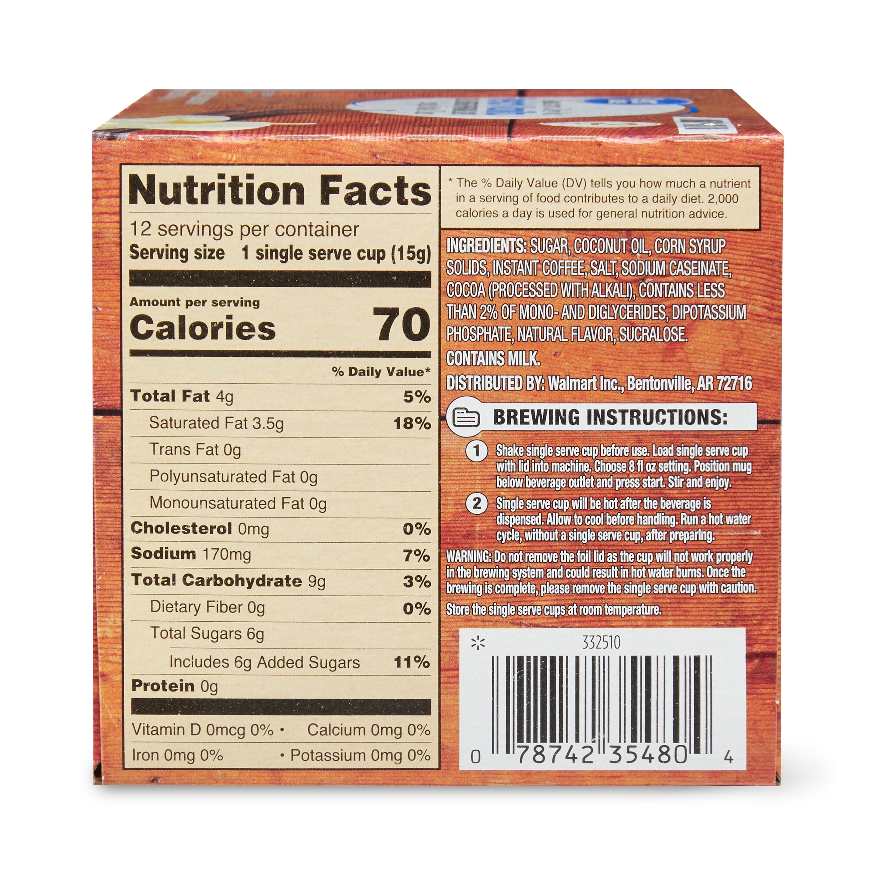 Great Value Caramel Cappuccino Mix Medium Roast Coffee Pods, 12 Count