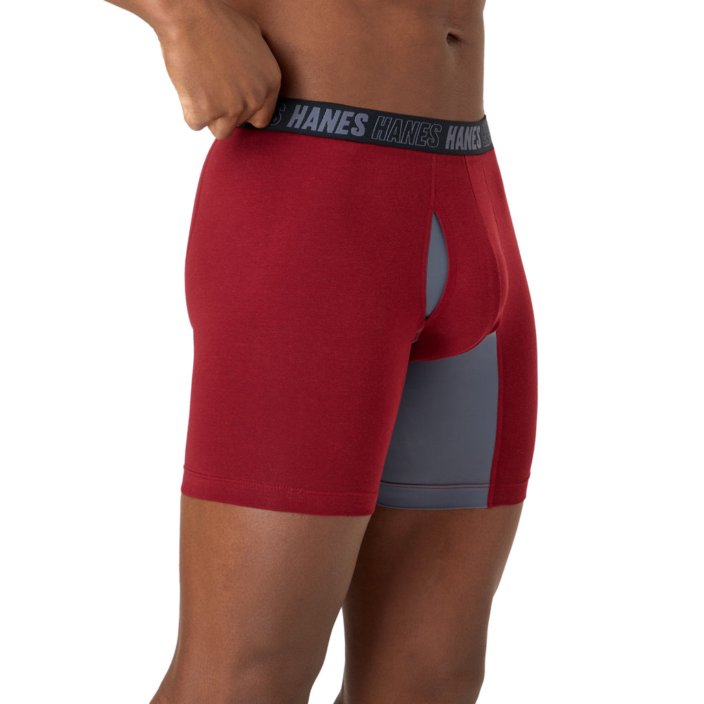Hanes Mens Underwear Boxer Briefs, 3-Pack, Moves Anti-Chafe Men's Boxer Briefs MACCD3