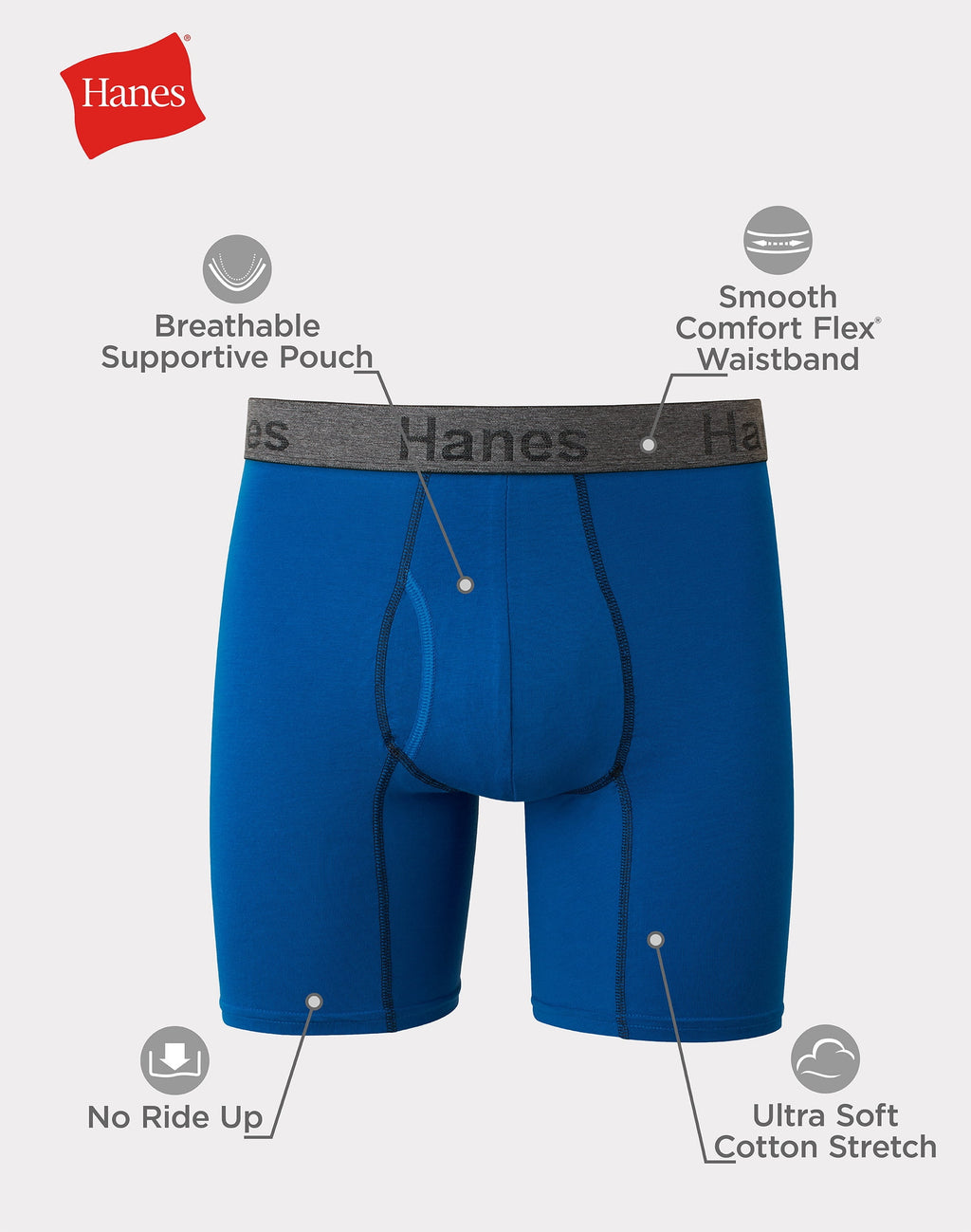 Underwear Boxer Briefs or Long-Leg Boxer Briefs Pack, 3 Pack, Cotton Stretch