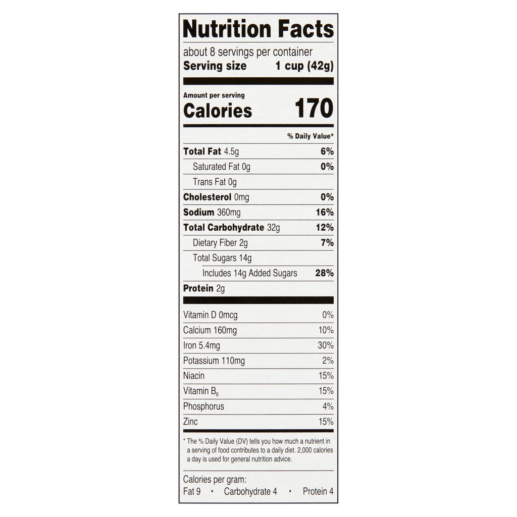 (12 pack) Great Value Honey Graham Crunch Cereal, 12 oz