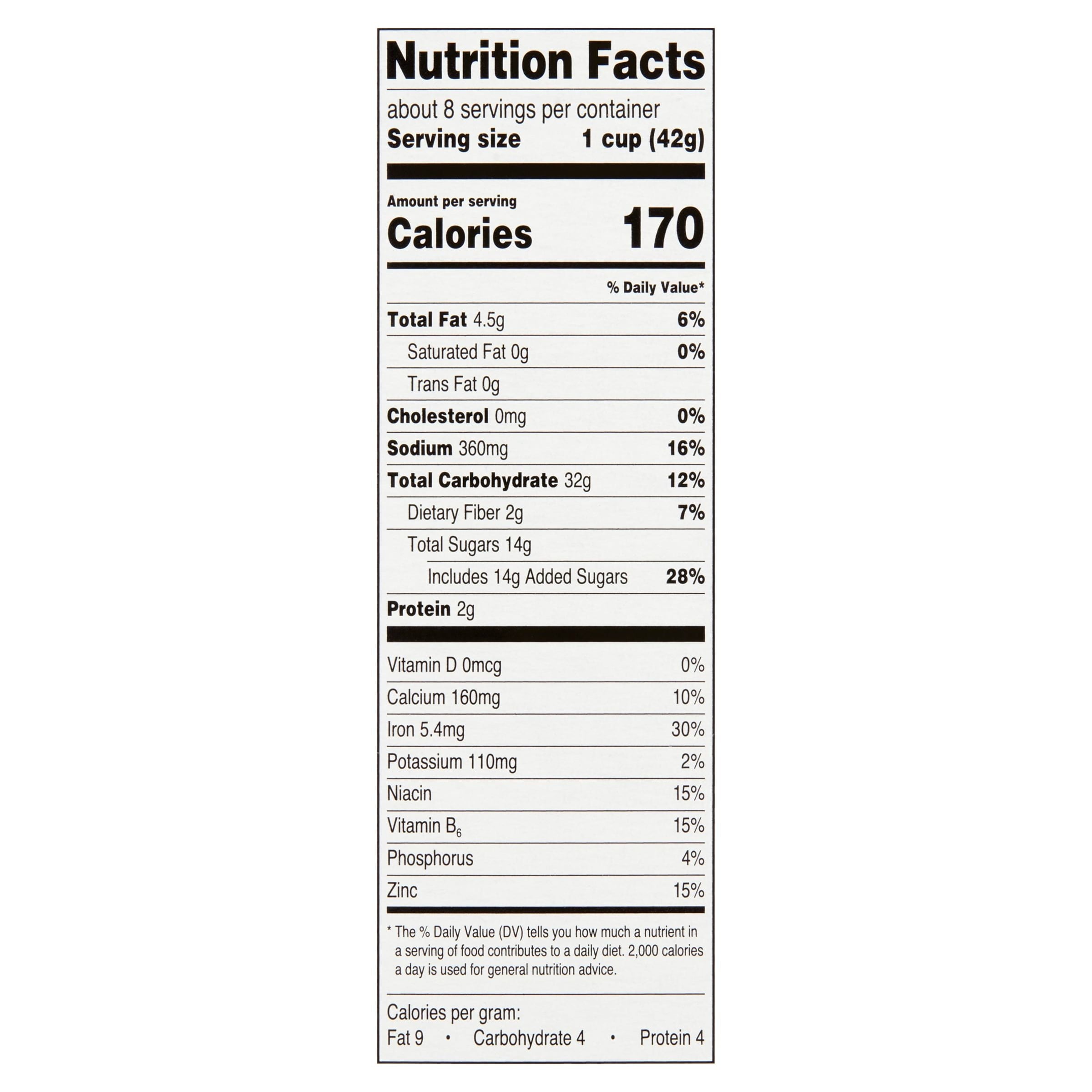 (12 pack) Great Value Honey Graham Crunch Cereal, 12 oz