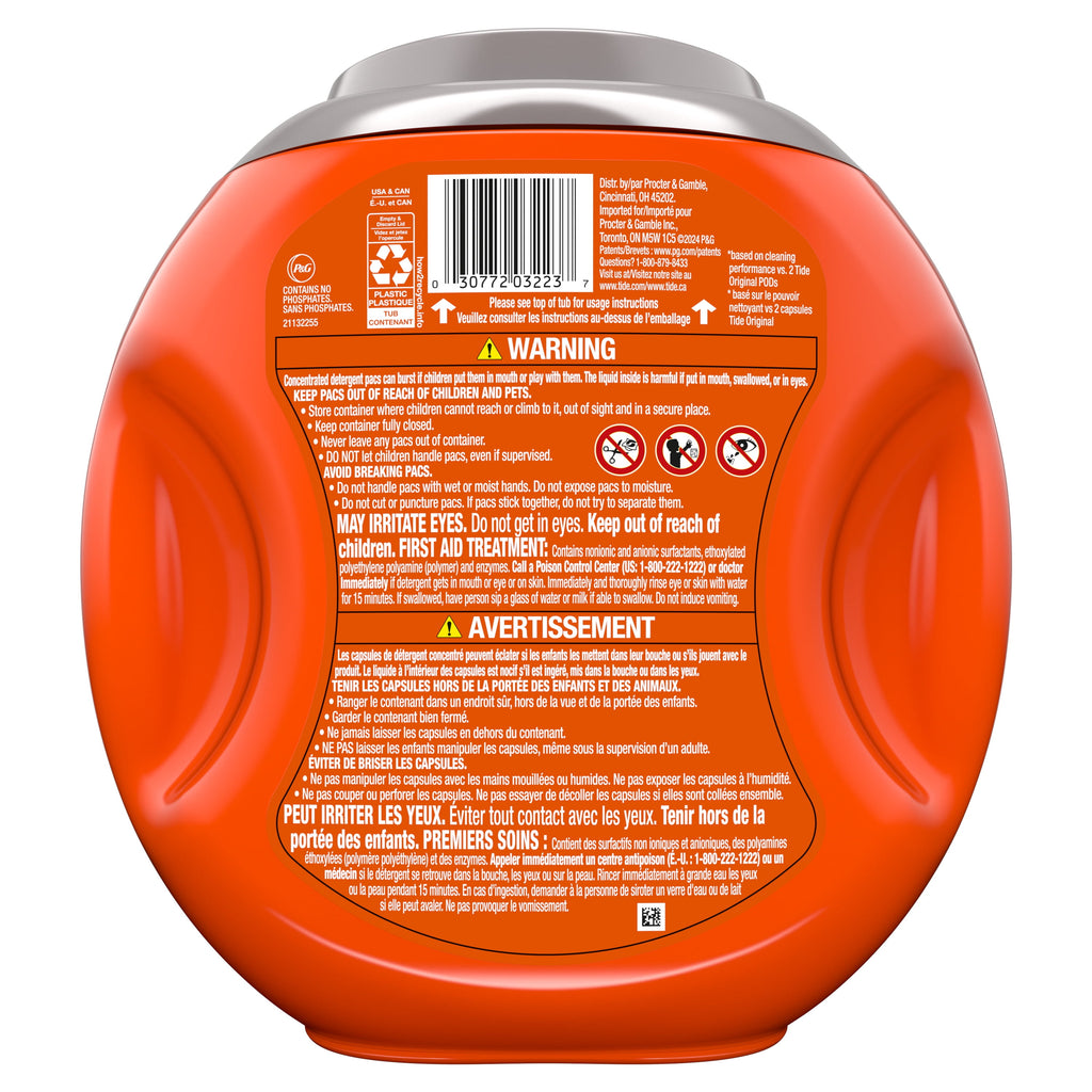 Tide Power PODS Laundry Detergent Soap Pacs with Odor Defense + Oxi, Original Scent, 45 Count