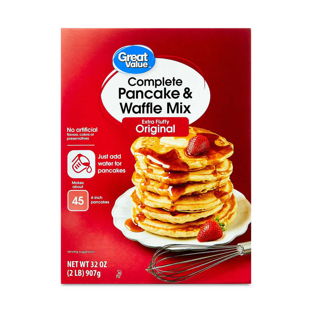 Great Value Complete Pancake & Waffle Mix, Extra Fluffy, Original, 32 oz