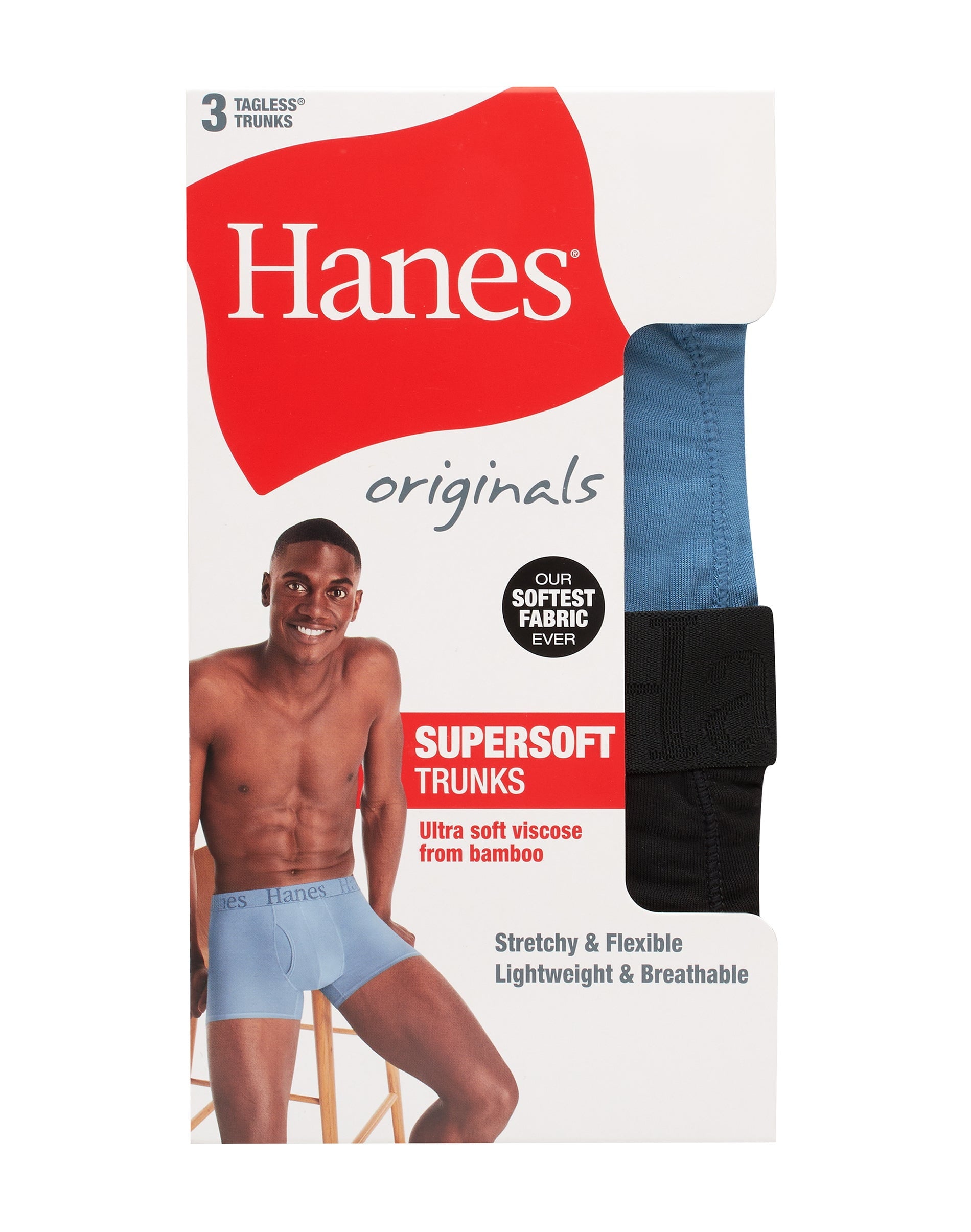 Hanes Originals Men's SuperSoft Trunk Underwear, 3-Pack, Sexy , Moisture Wicking, Neutrals Assorted S