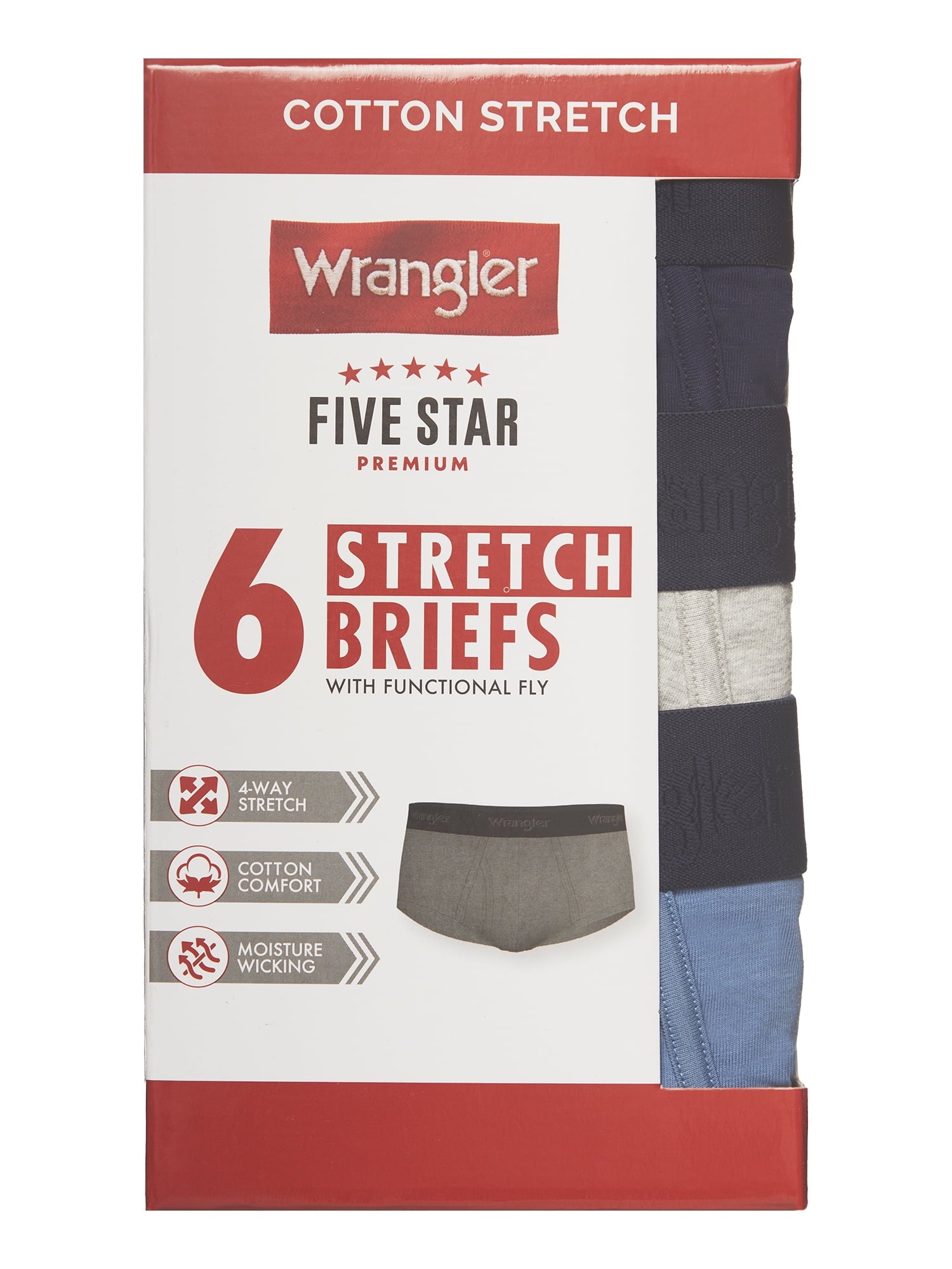 Wrangler Men's Modern Fit Cotton Stretch Brief Set, Briefs Underwear for Men, S, 6 Pack