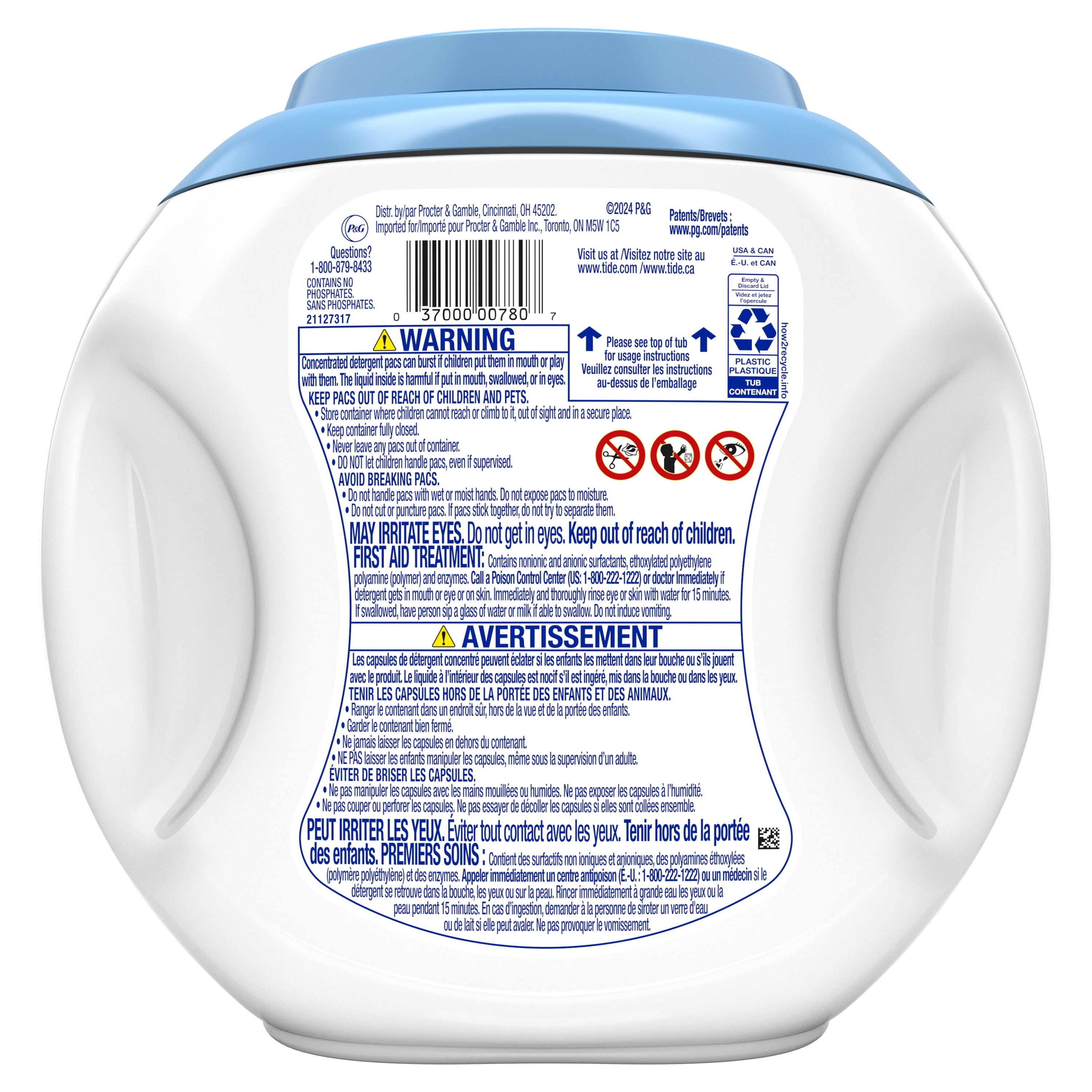 Tide PODS Laundry Detergent Soap Pacs, Free and Gentle, Hypoallergenic, Unscented, 57 Count