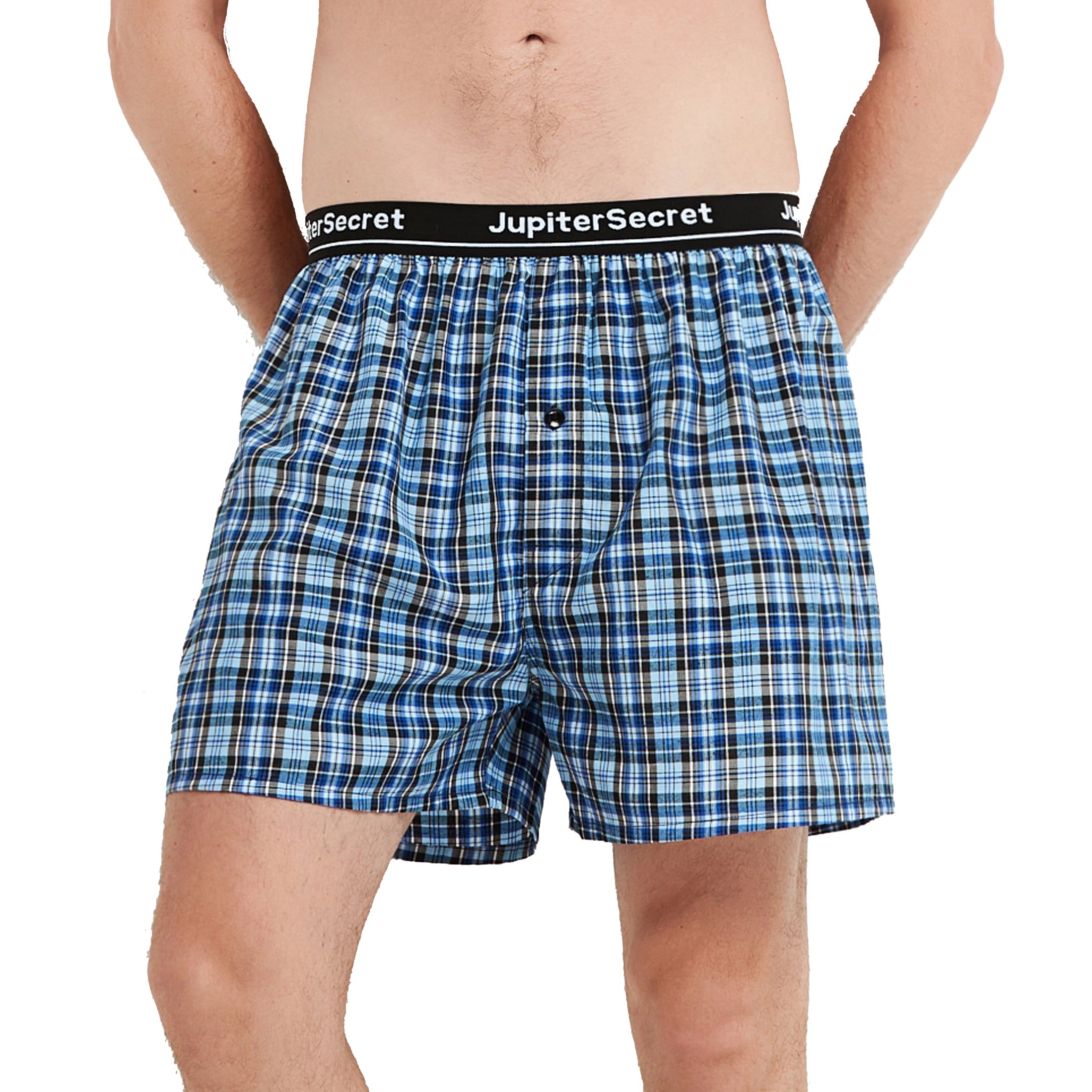 Onimisc Men's Woven Boxer Shorts Cotton Plaid Boxers for Men Underwear with Button Fly, 6 Pack