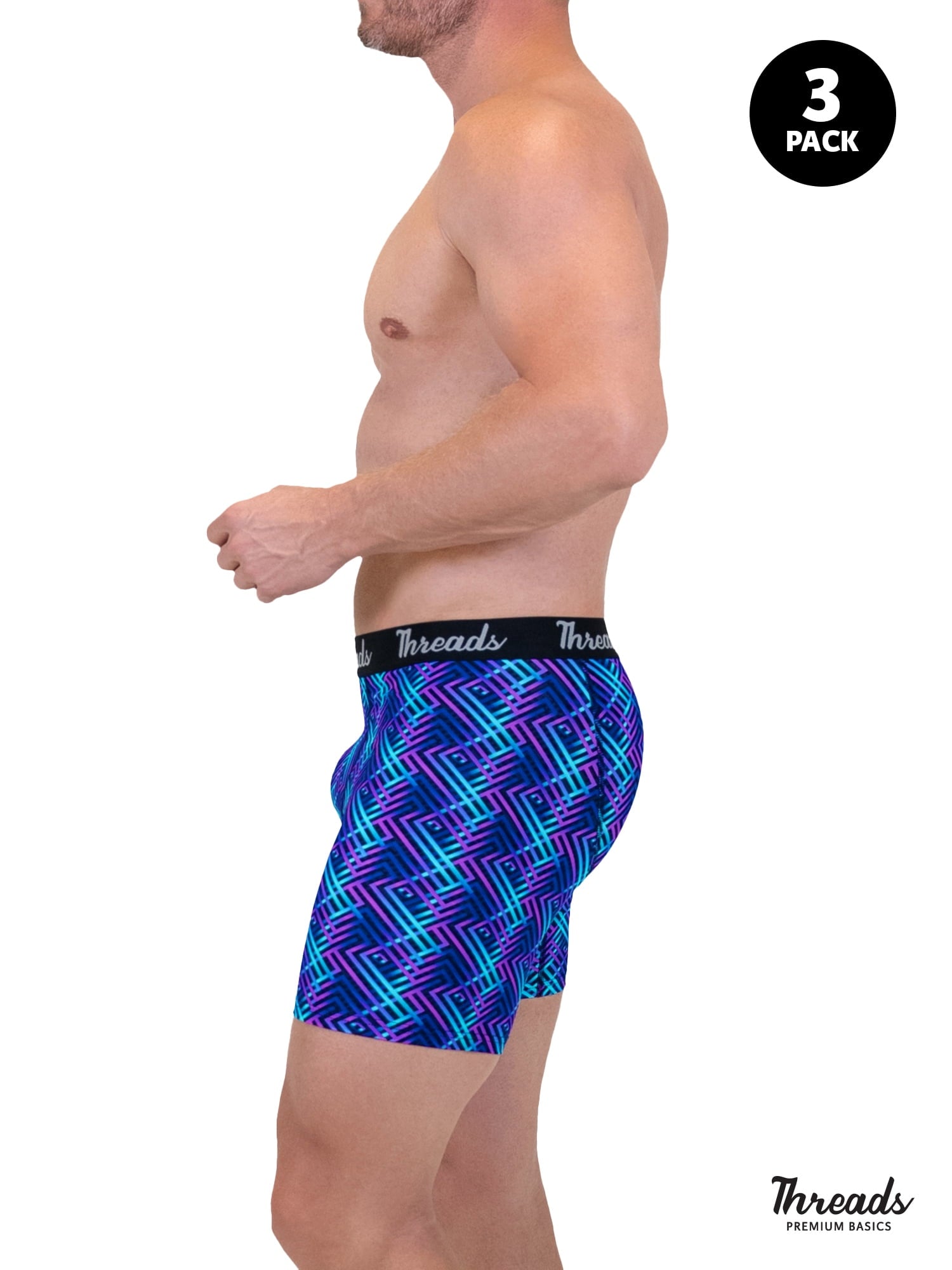 Threads Men's Underwear, 6" Premium Performance Nylon Boxer Brief, Performance Fabric, Moisture Wicking, Anti-Odor, S - XXL, 3 Pack