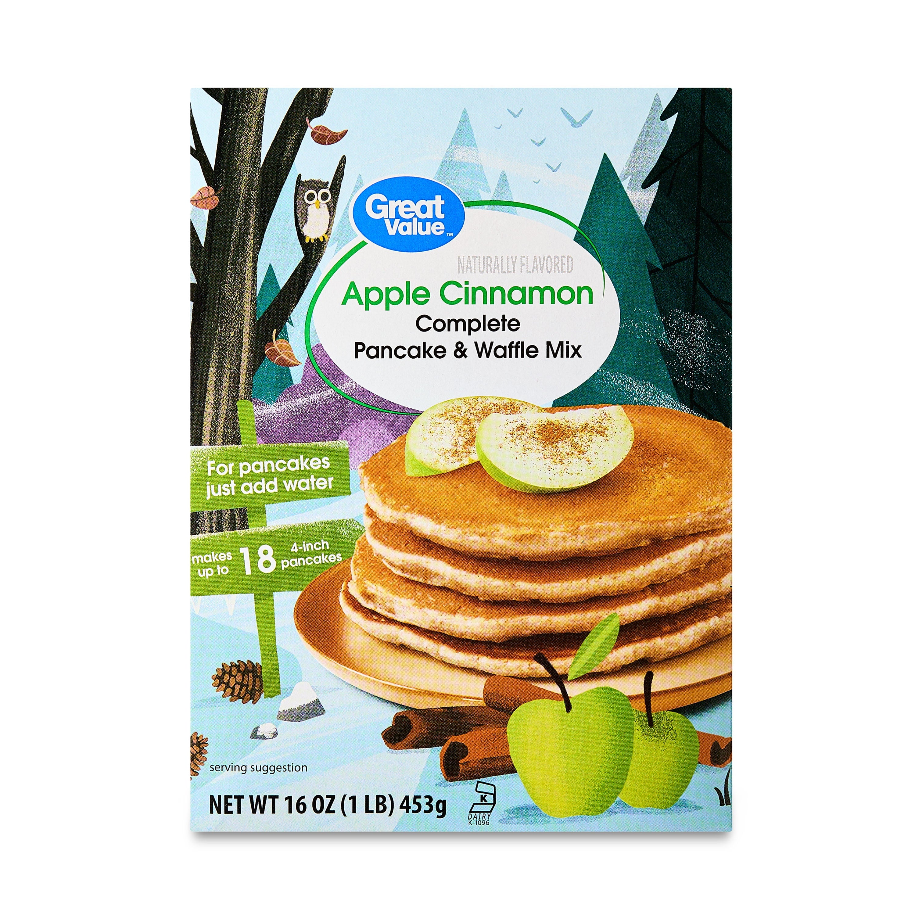 (4 pack) Great Value Apple Cinnamon Pancake & Waffle Mix, 16 oz Box
