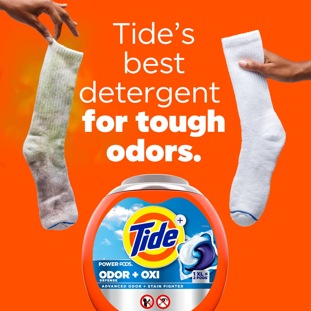 Tide Power PODS Laundry Detergent Soap Pacs with Odor Defense + Oxi, Original Scent, 18 Count