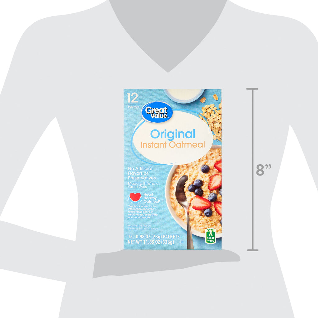 Great Value Original Instant Oatmeal, 0.98 oz, 12 Count
