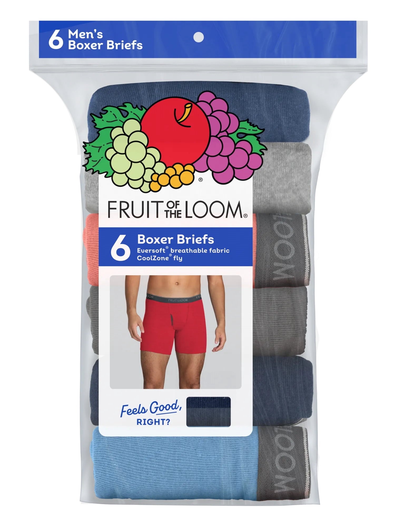 Fruit of the Loom Men's CoolZone Boxer Briefs, Moisture‑Wicking, Mesh Fly, No Ride Up, Multipacks, Sizes S-3XL