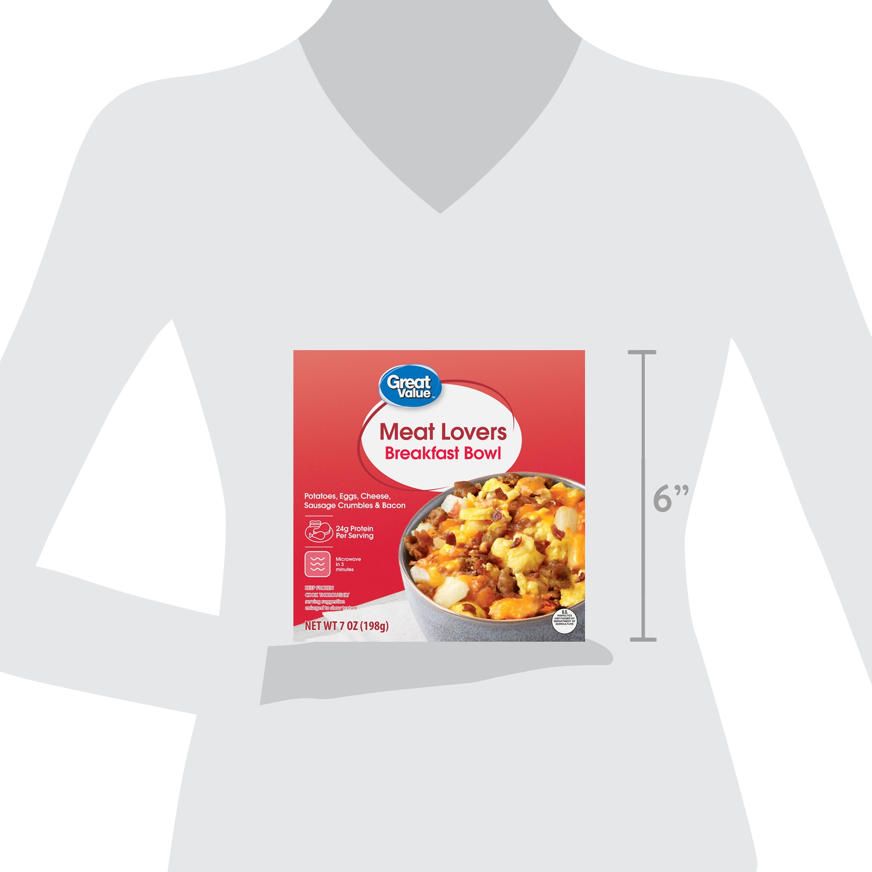 Great Value Meat Lovers Breakfast Bowl, 7 oz (Frozen)