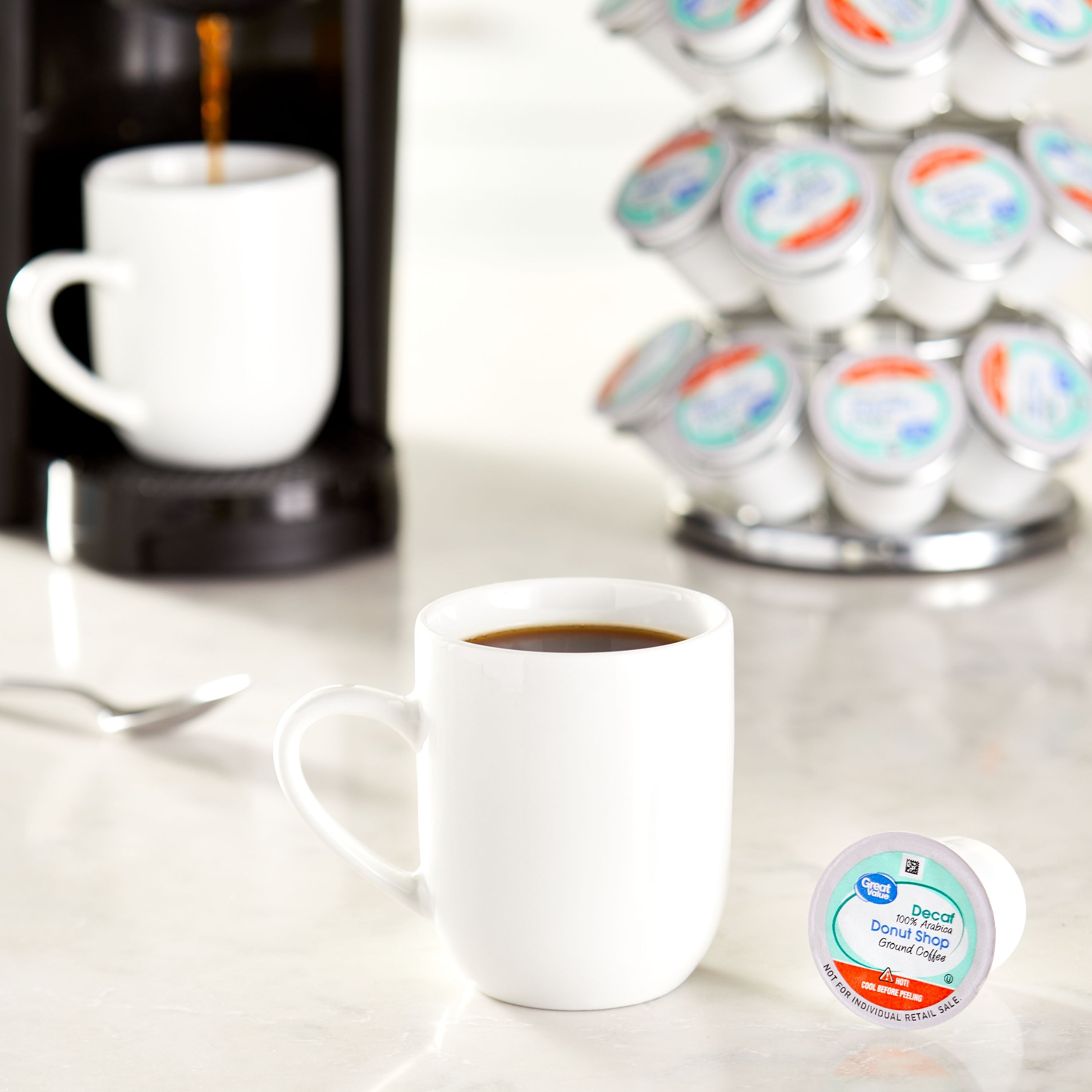 Great Value Donut Shop Decaf Ground Coffee Pods, 12 Count
