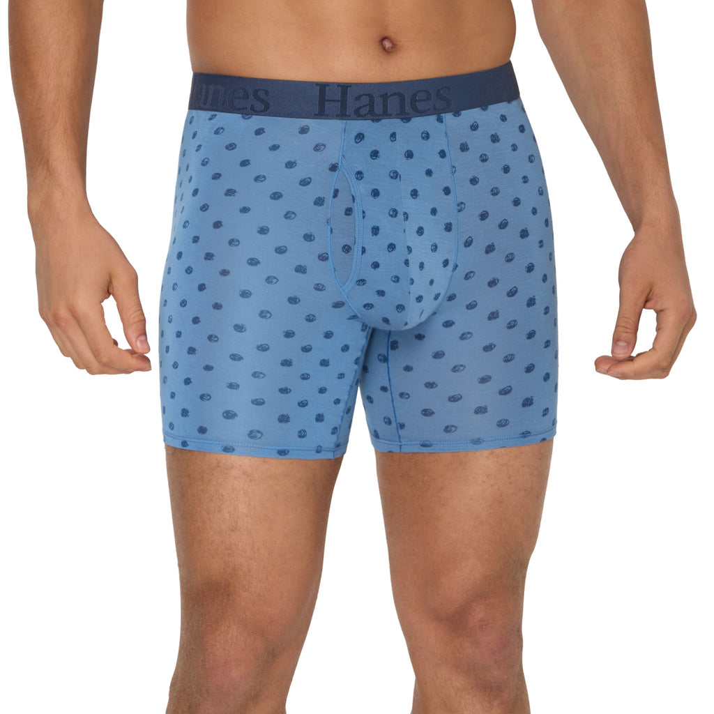 Hanes Originals Men's SuperSoft Boxer Brief Underwear Pack, Black/Grey/Print, 3-Pack