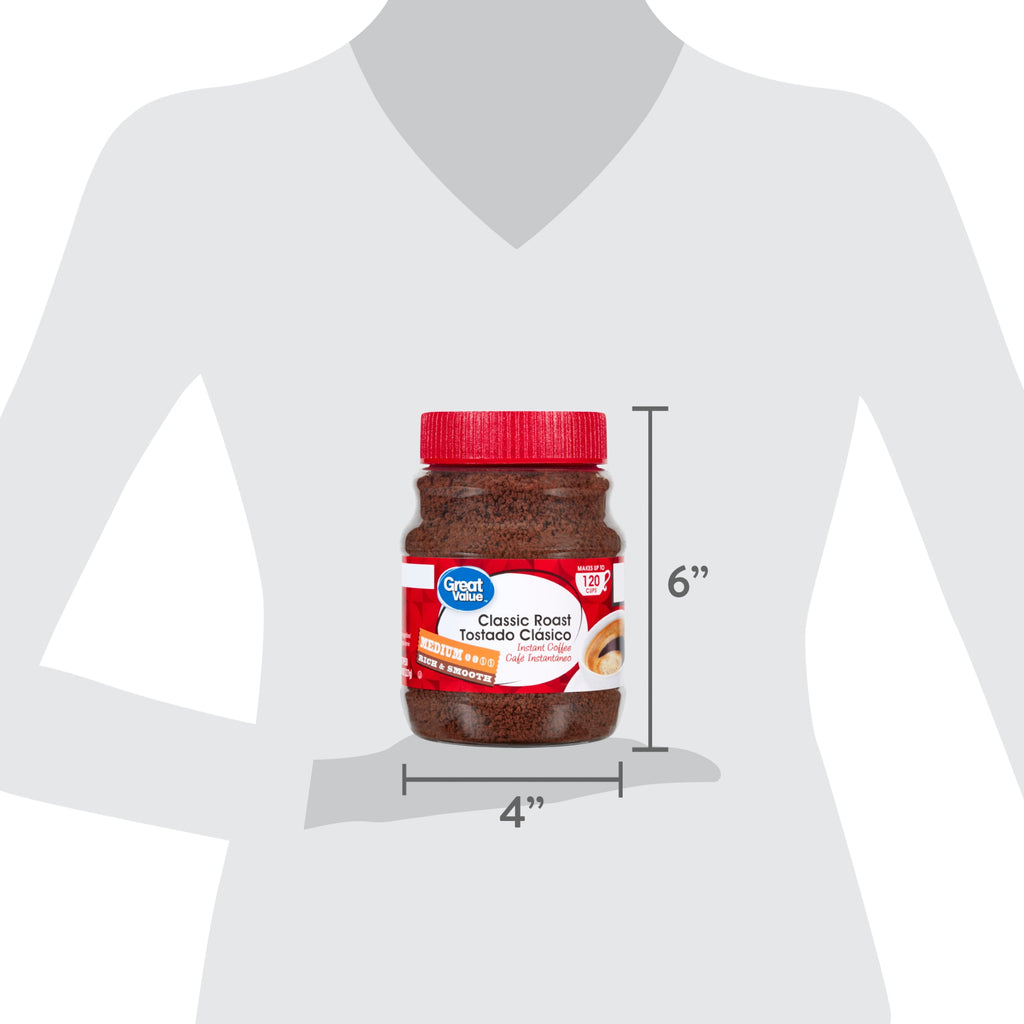 Great Value Classic Medium Roast Instant Coffee, 8 oz