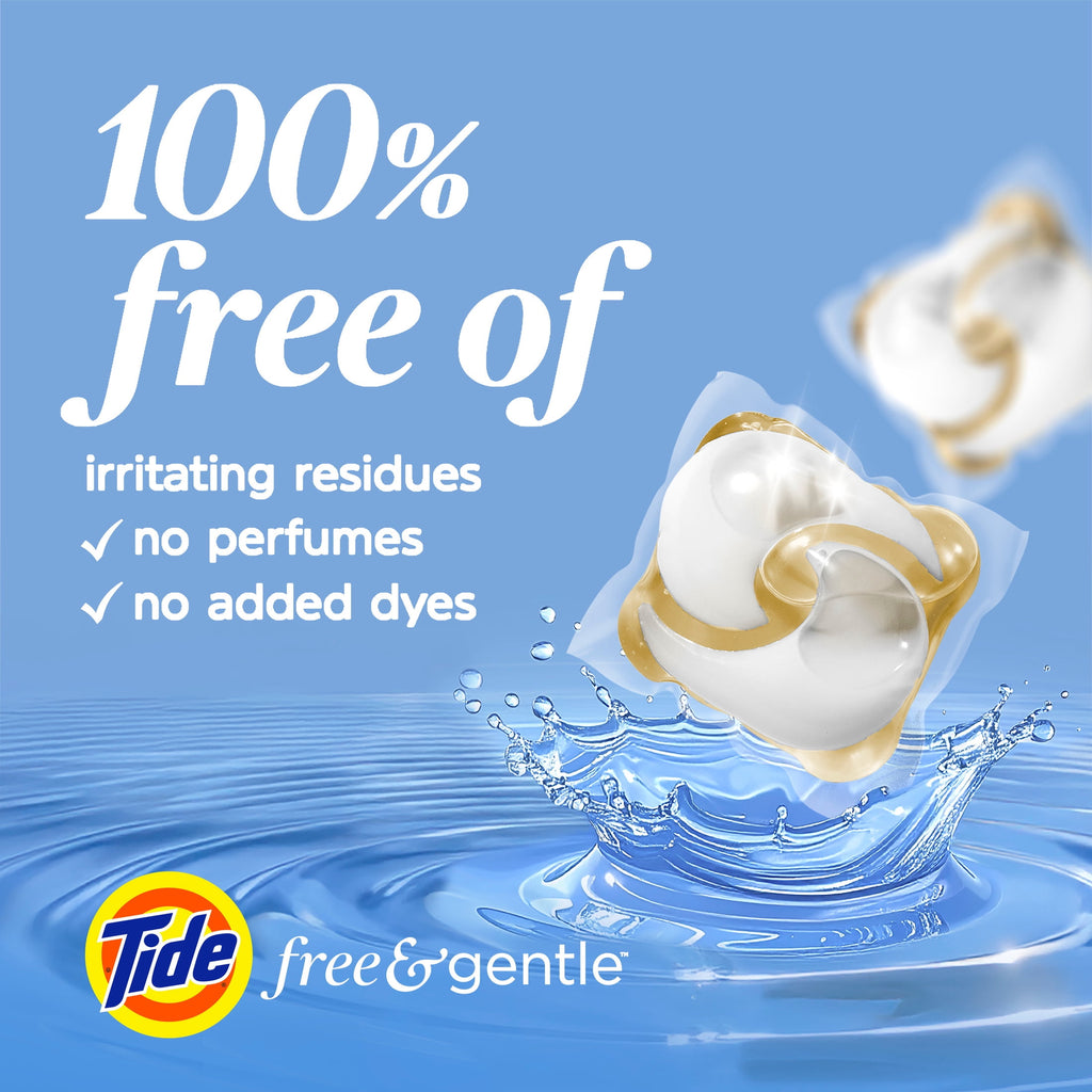 Tide PODS Laundry Detergent Soap Pacs, Free and Gentle, Hypoallergenic, Unscented, 57 Count