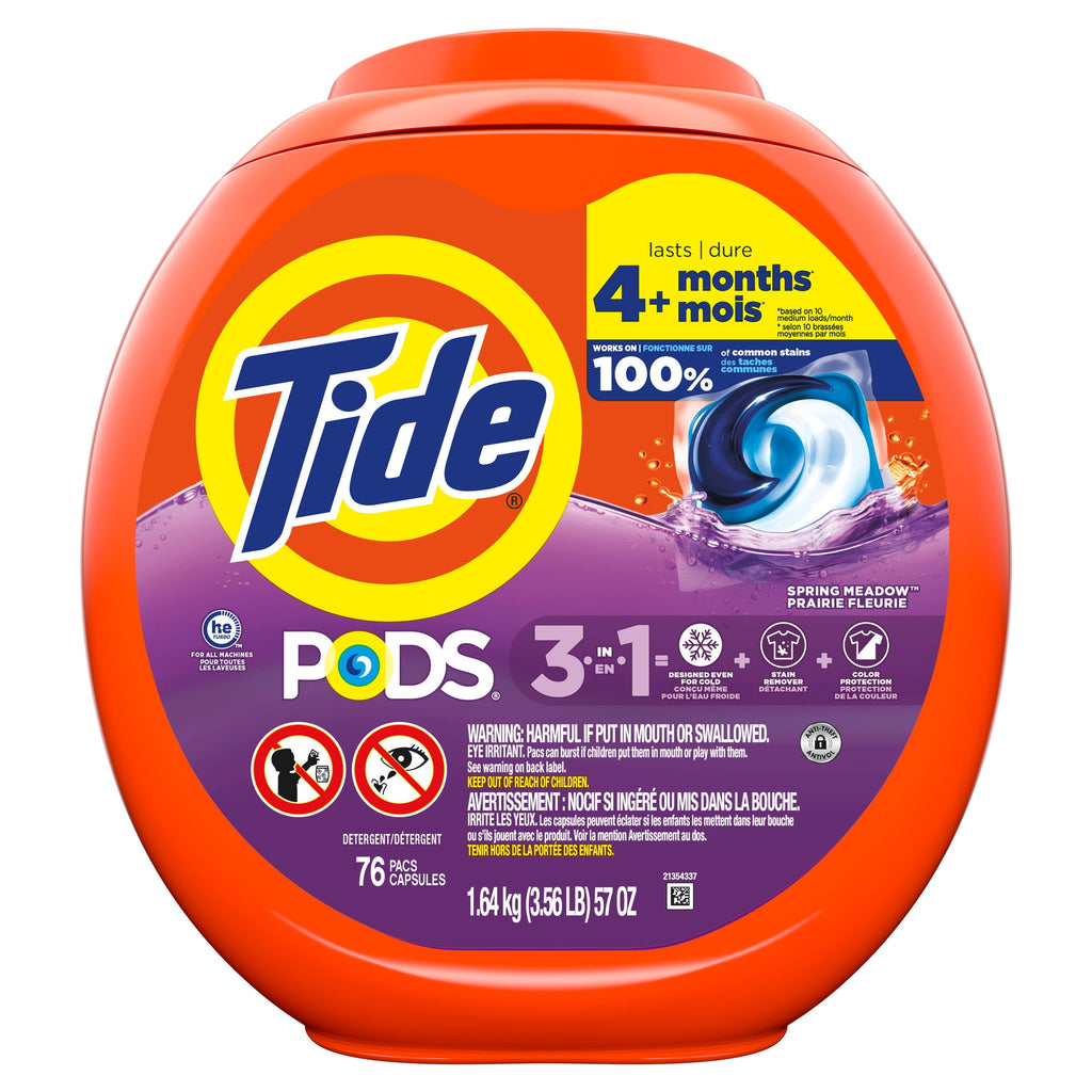 Tide PODS Laundry Detergent Soap Pacs, Spring Meadow Scent, 76 Count