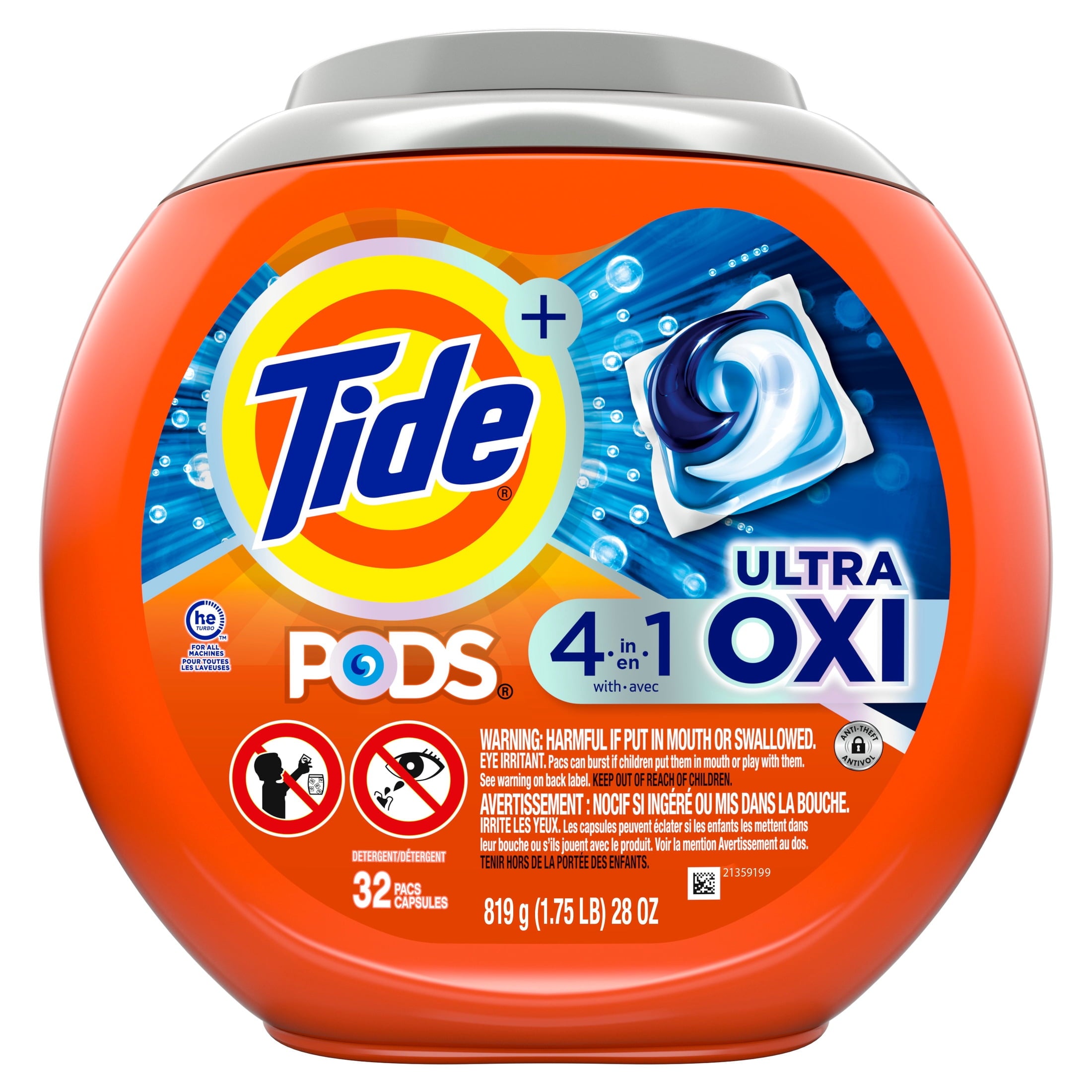 Tide PODS Laundry Detergent Soap Pacs, Ultra OXI, 32 Count