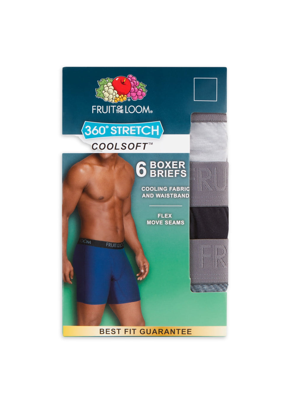 Fruit of the Loom Men's 360 Stretch Performance Cooling Channels Boxer Briefs, 6-Pack