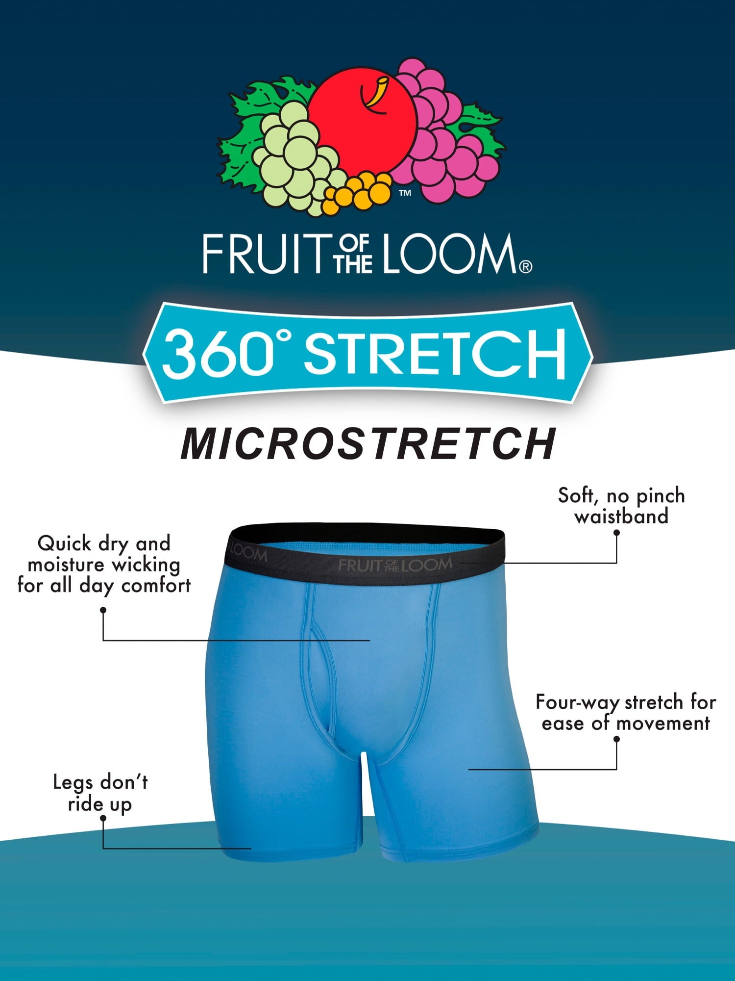 Fruit of the Loom Men's Micro-Stretch Ribbed Boxer Briefs, 6-Pack