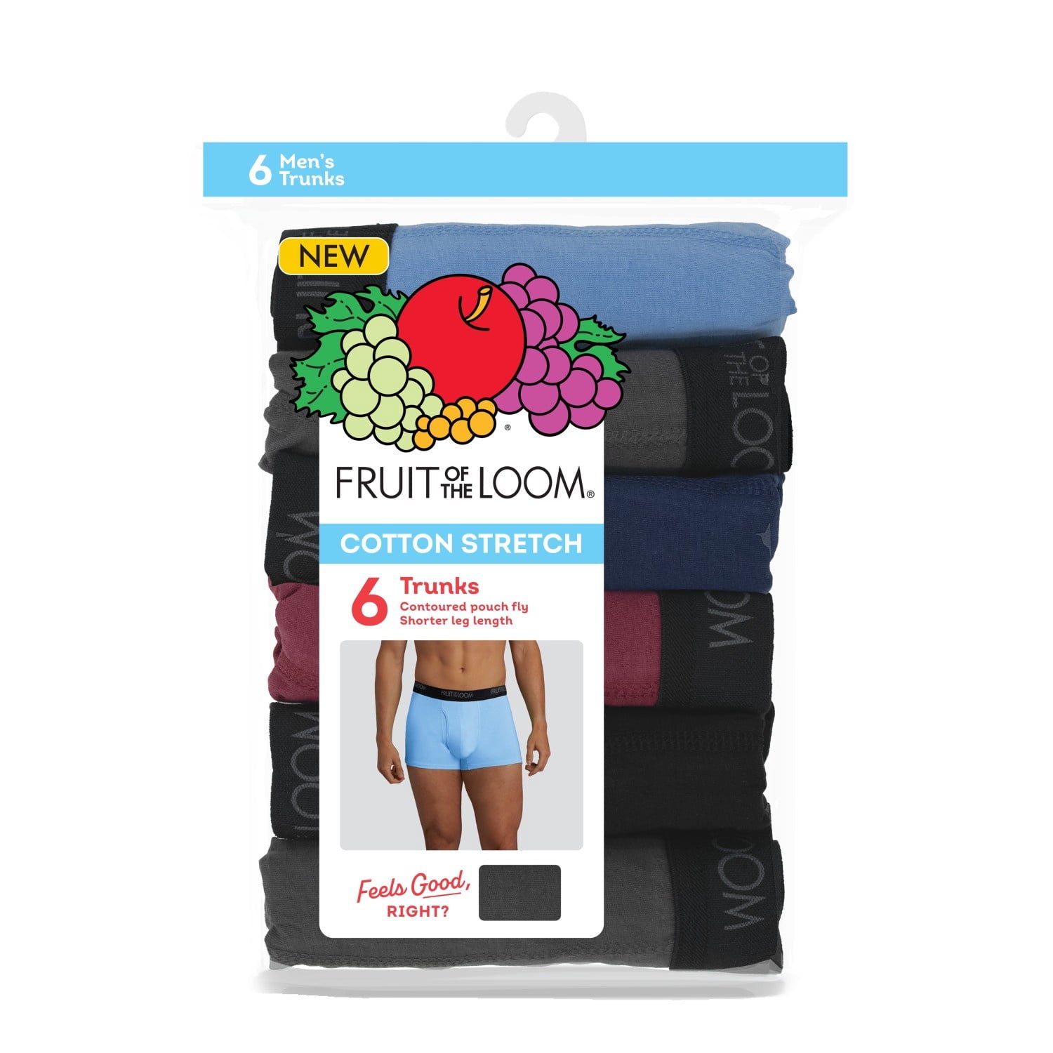 Fruit of the Loom Men's Cotton Stretch Trunk, Short Leg Boxer Brief Underwear, 6-Pack