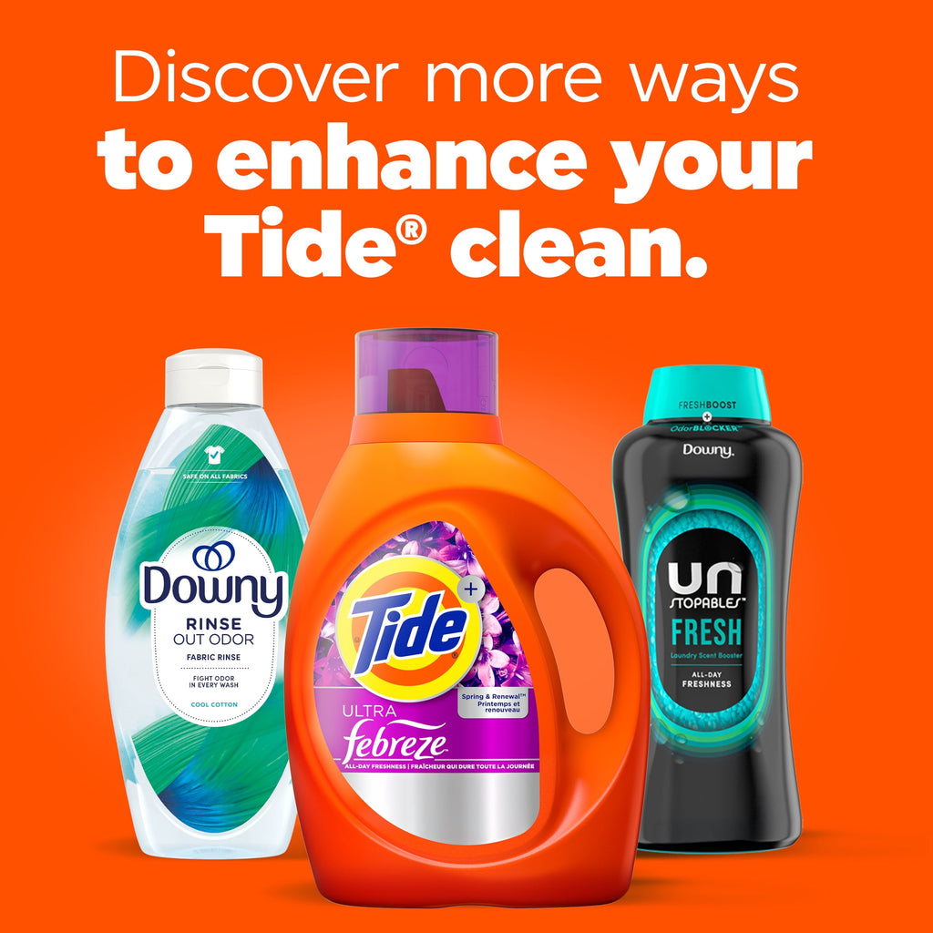 Tide Liquid Laundry Detergent, Ultra Febreze, Spring and Renewal Scent, 92 fl oz, 65 Loads