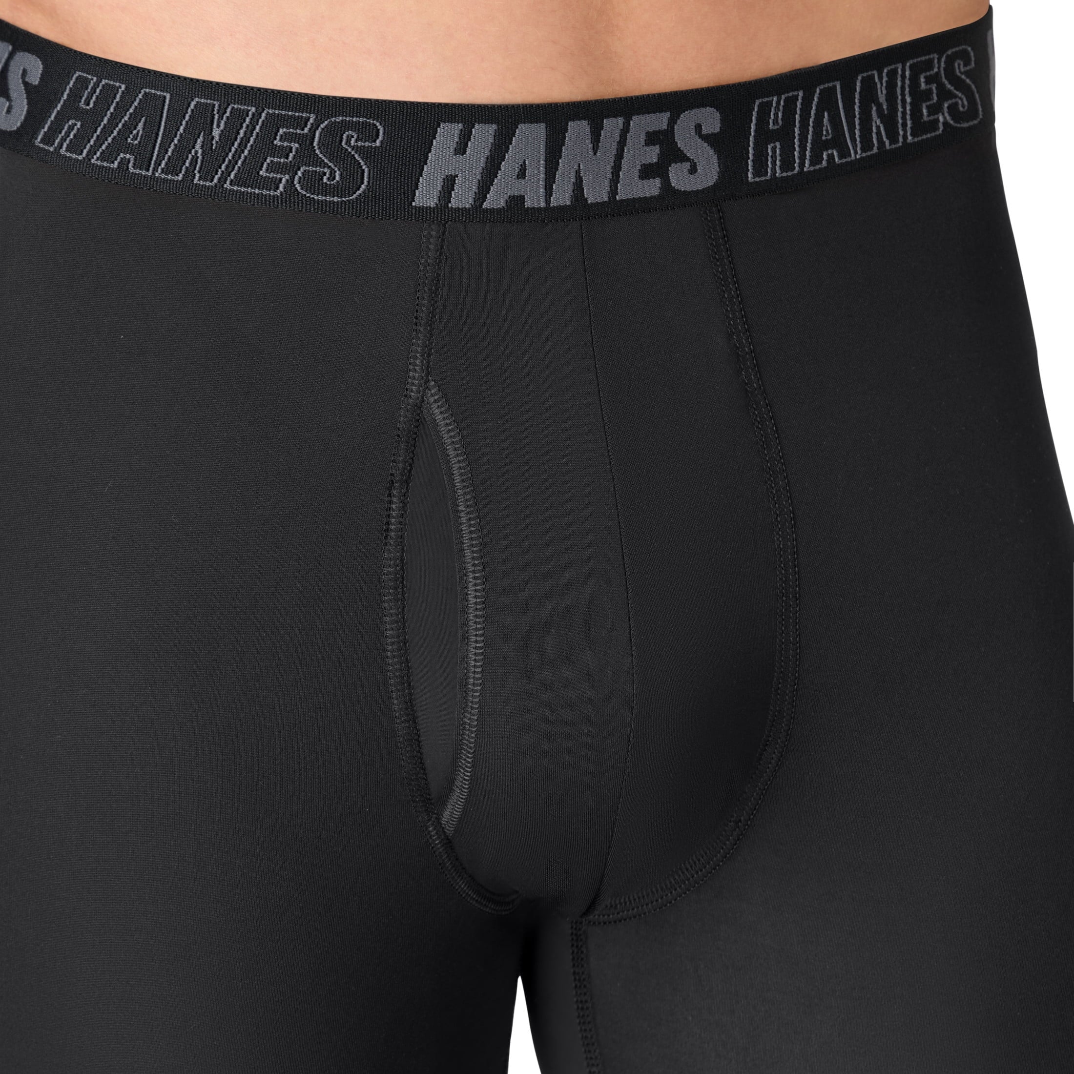 Hanes Mens Underwear Long Leg Boxer Briefs, 3-Pack, Moves Anti-Chafe with Total Support Pouch