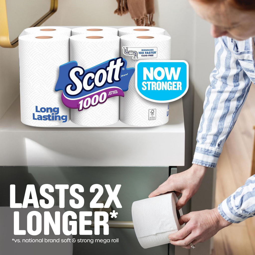 Scott 1000 Toilet Paper, 12 Rolls, 1,000 Sheets per Roll
