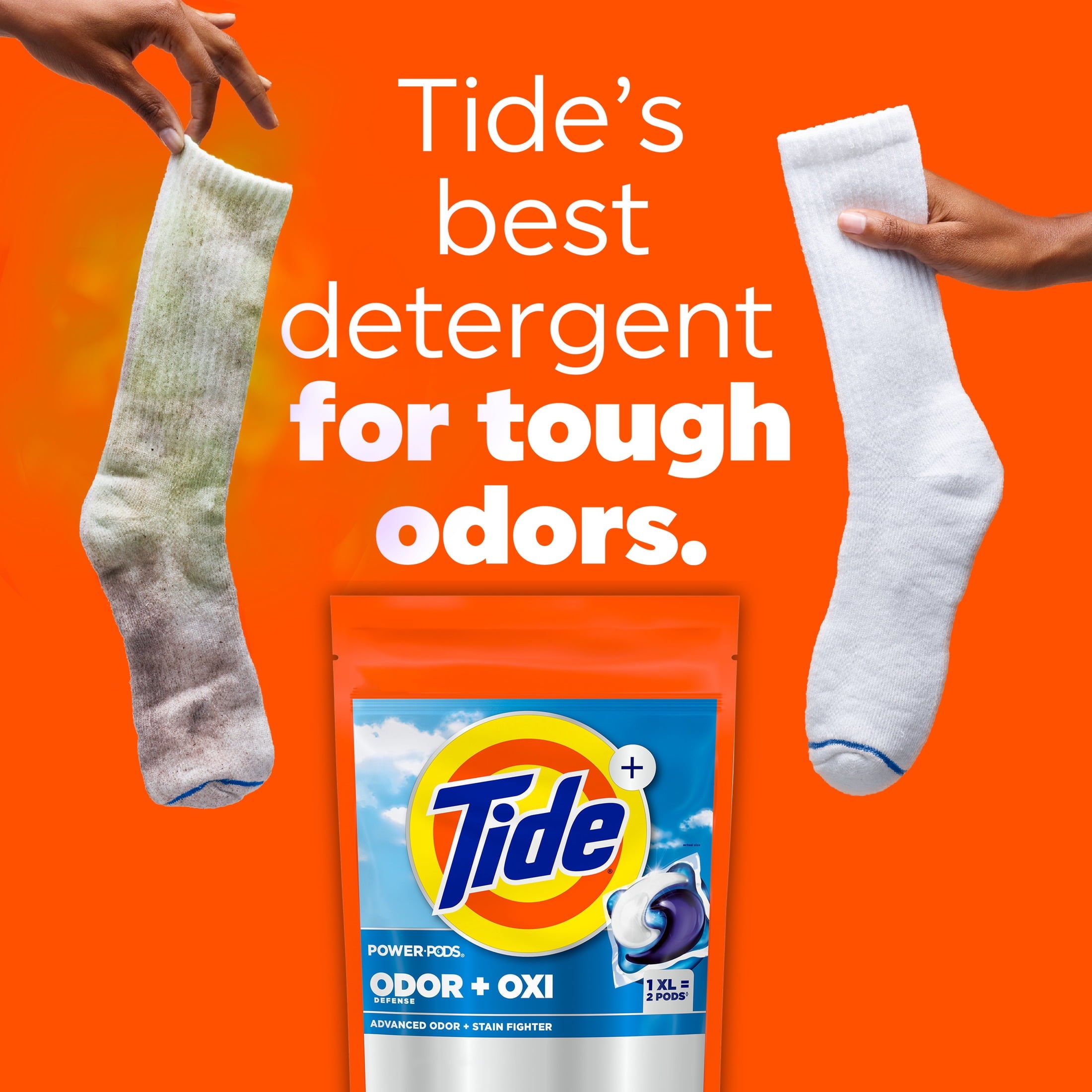 Tide Power PODS Laundry Detergent Soap Pacs with Odor Defense + Oxi, Original Scent, 45 Count