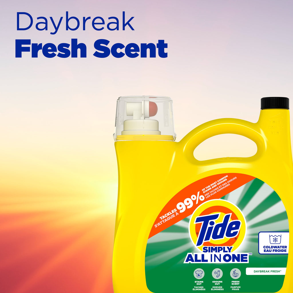 Tide Simply Laundry Detergent Liquid, Daybreak Fresh, 117 fl oz, 89 Loads