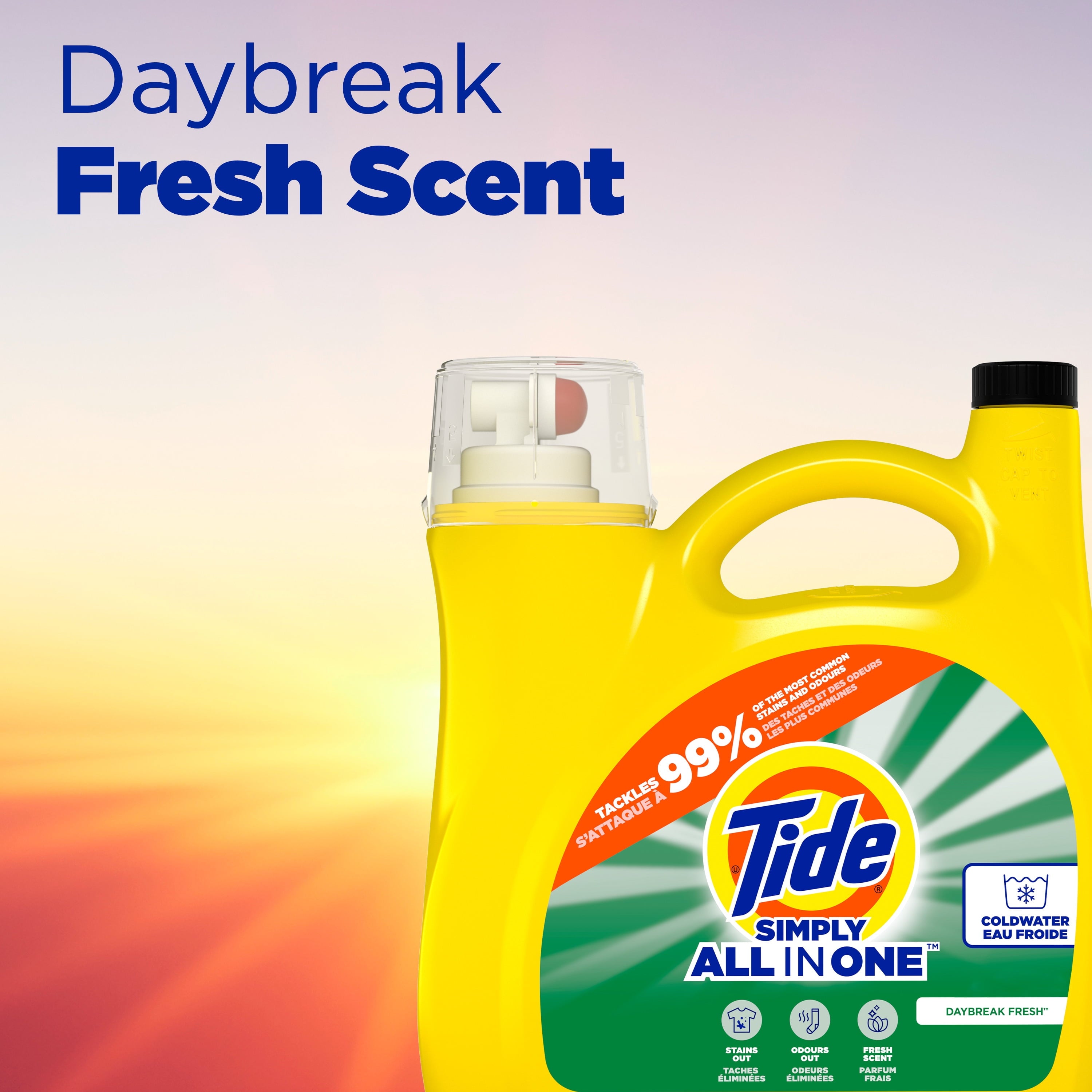 Tide Simply Laundry Detergent Liquid, Daybreak Fresh, 117 fl oz, 89 Loads