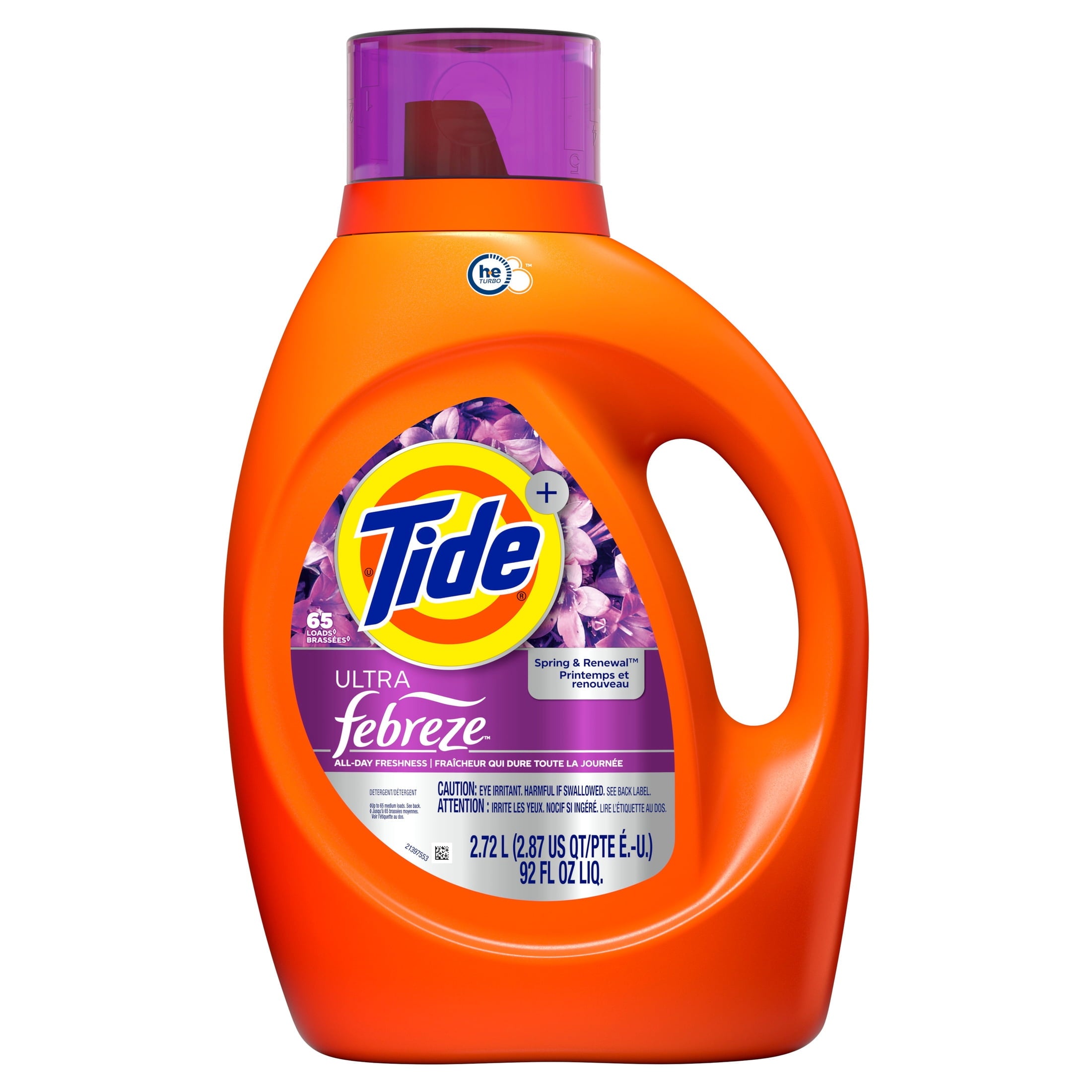 Tide Liquid Laundry Detergent, Ultra Febreze, Spring and Renewal Scent, 92 fl oz, 65 Loads